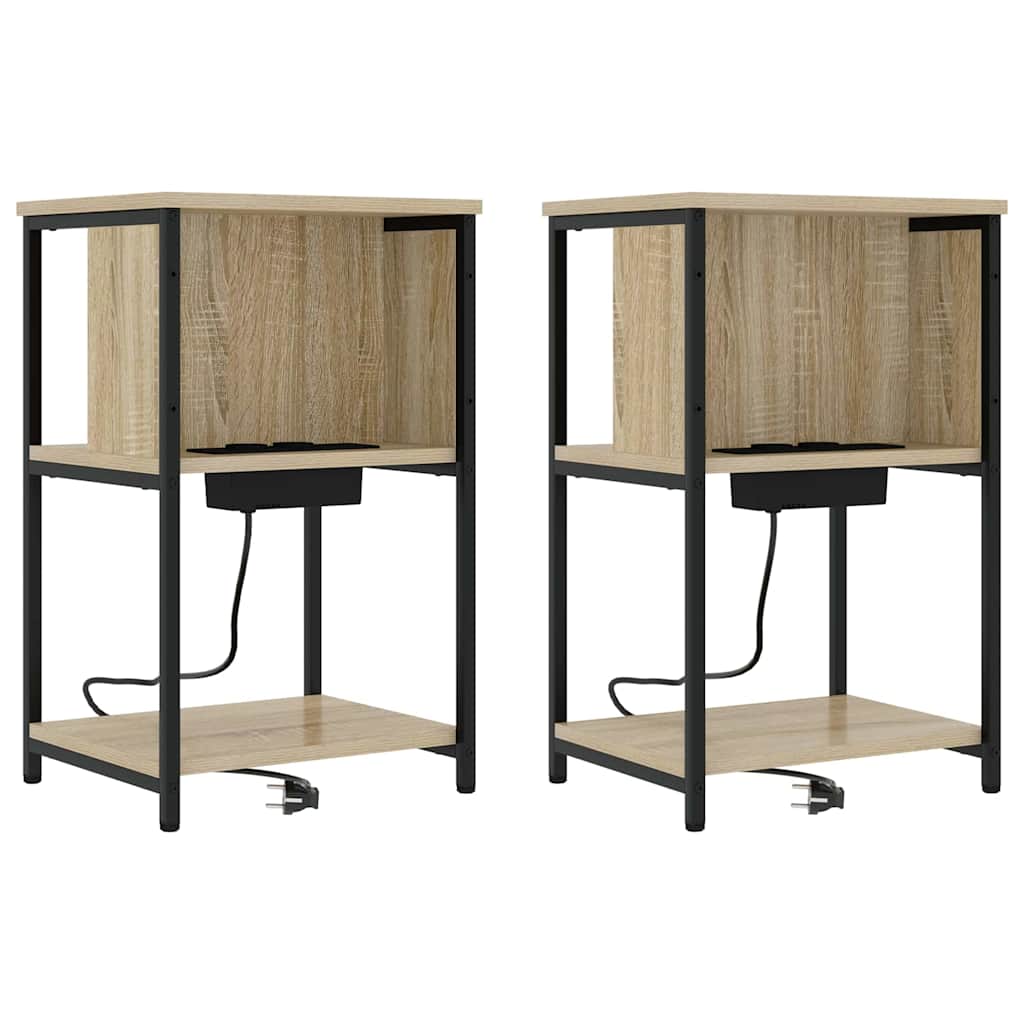 vidaXL Dulap de noapte 2 pcs Stejar sonoma 38 x 31 x 61 cm vidaXL Dulap de noapte 2 pcs Stejar sonoma 38 x 31 x 61 cm
