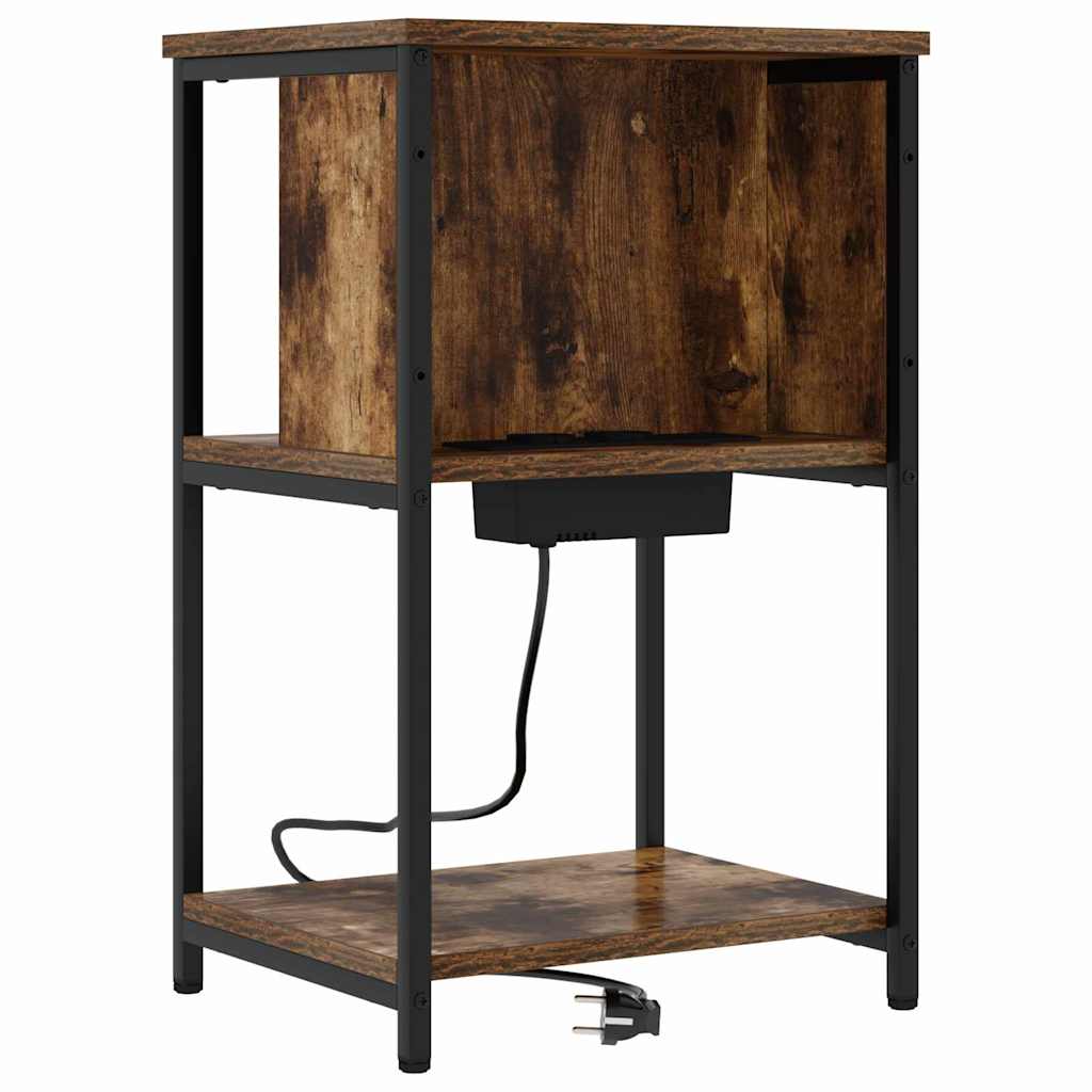 vidaXL Dulap de noapte Stejar afumat 38 x 31 x 61 cm Lemn compozit vidaXL Dulap de noapte Stejar afumat 38 x 31 x 61 cm Lemn compozit