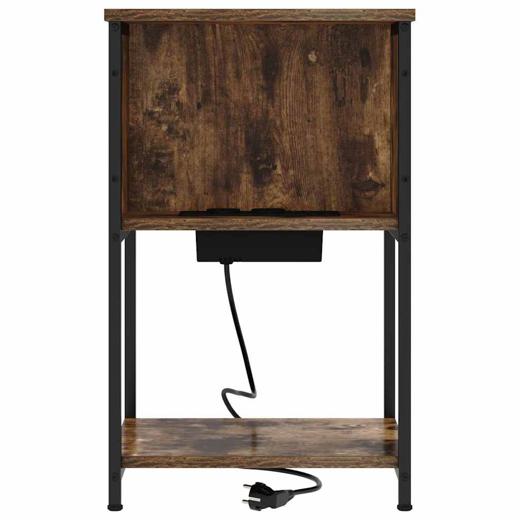 vidaXL Dulap de noapte Stejar afumat 38 x 31 x 61 cm Lemn compozit vidaXL Dulap de noapte Stejar afumat 38 x 31 x 61 cm Lemn compozit