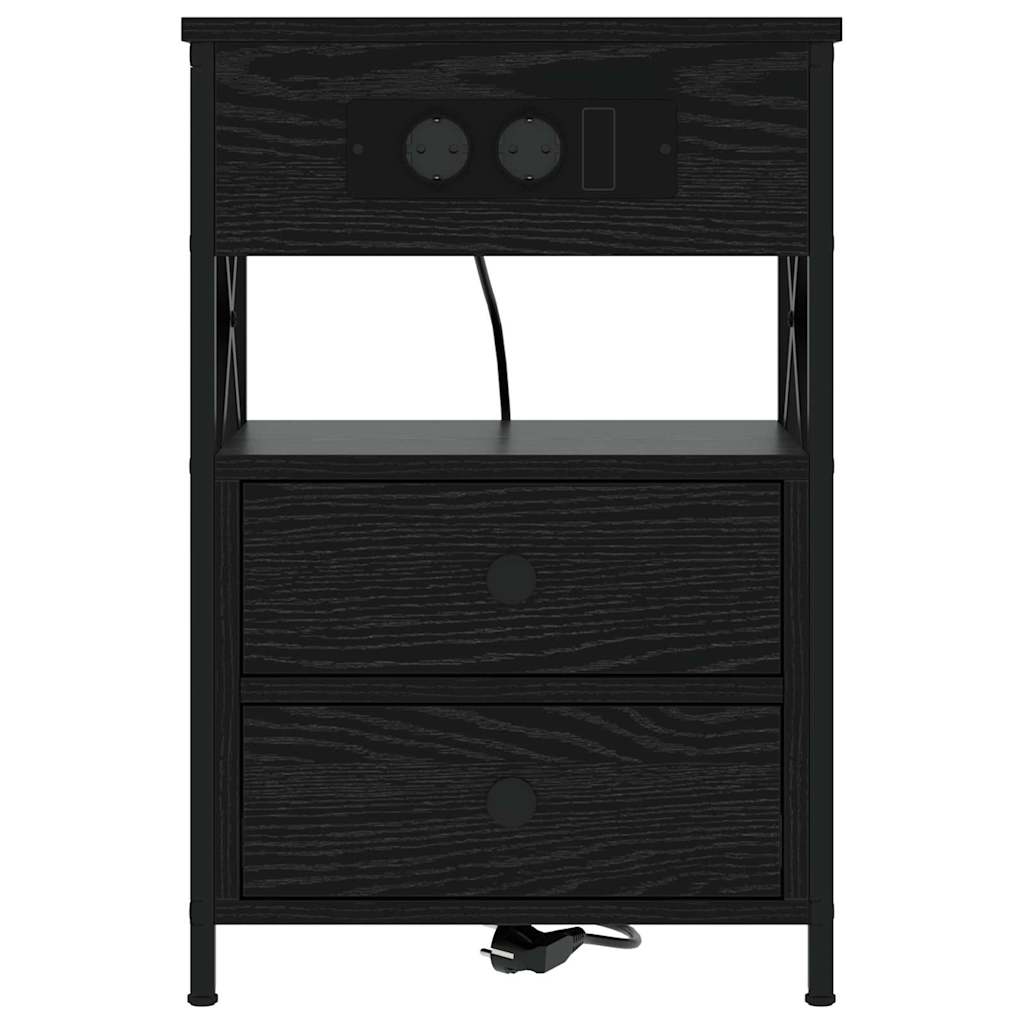 vidaXL Dulap de noapte cu sertar 2 pcs Stejar negru 40 x 31 x 60 cm vidaXL Dulap de noapte cu sertar 2 pcs Stejar negru 40 x 31 x 60 cm