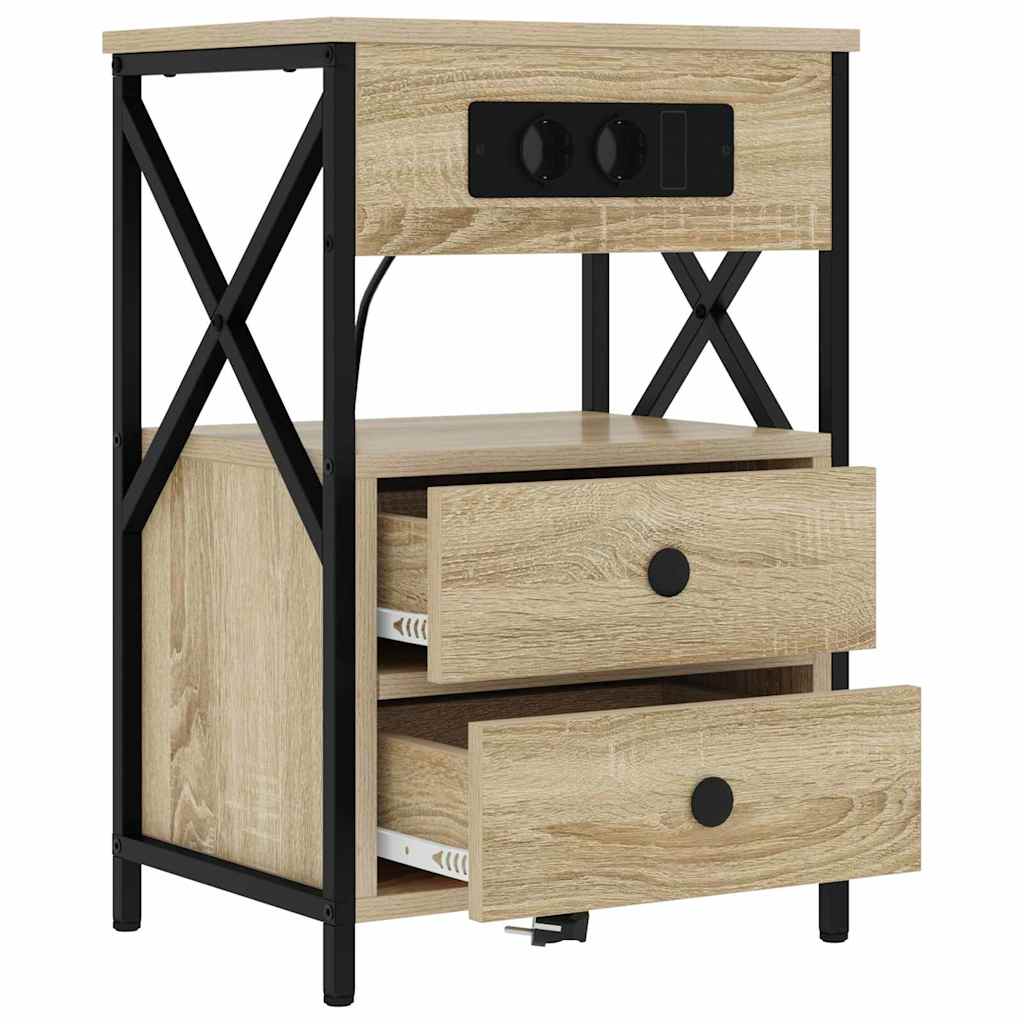 vidaXL Dulap de noapte cu sertar 2 pcs Stejar sonoma 40 x 31 x 60 cm vidaXL Dulap de noapte cu sertar 2 pcs Stejar sonoma 40 x 31 x 60 cm
