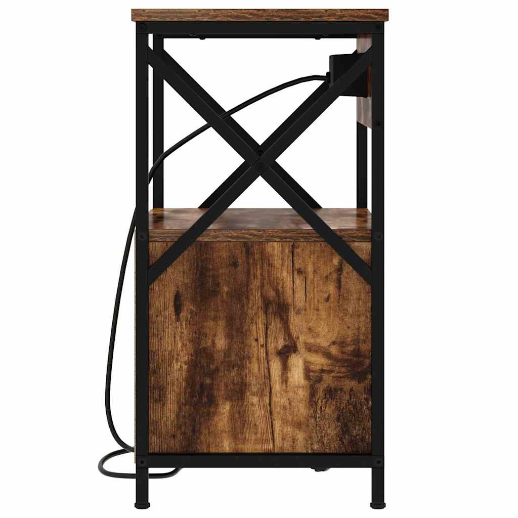 vidaXL Dulap de noapte Stejar fumuriu 40 x 31 x 60 cm Lemn compozit
