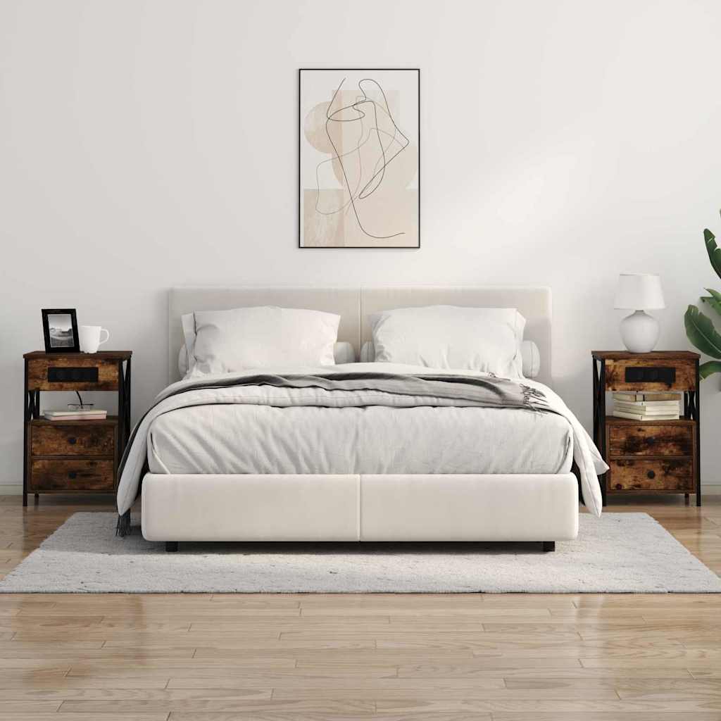 vidaXL Dulap de noapte cu sertar 2 pcs Stejar afumat 40 x 31 x 60 cm vidaXL Dulap de noapte cu sertar 2 pcs Stejar afumat 40 x 31 x 60 cm