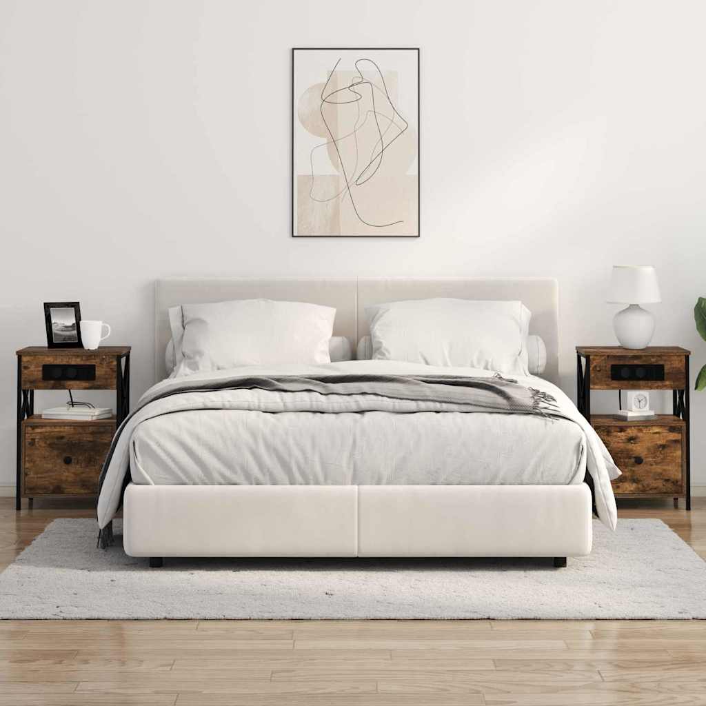 vidaXL Dulap de noapte cu sertar 2 pcs Stejar fumuriu 40 x 31 x 60 cm