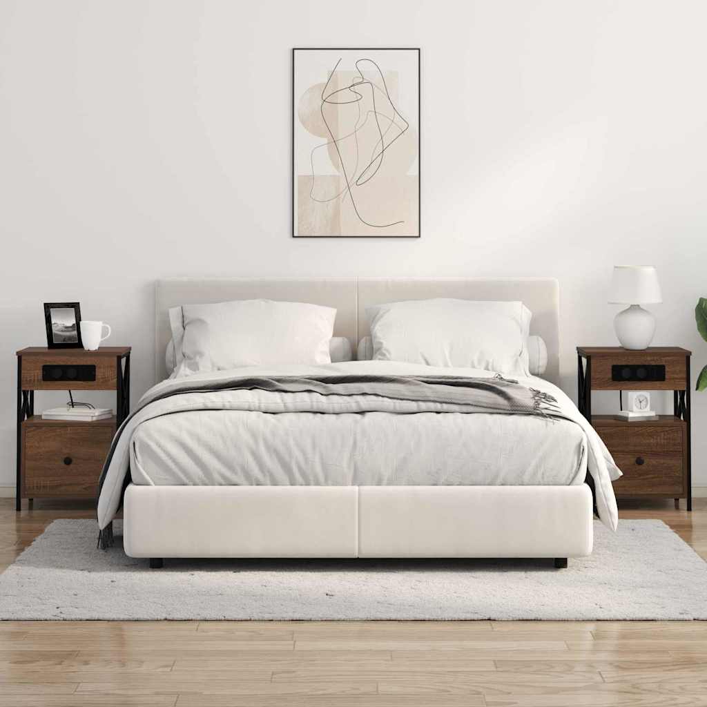 vidaXL Dulap de noapte cu sertar 2 pcs Stejar închis 40 x 31 x 60 cm