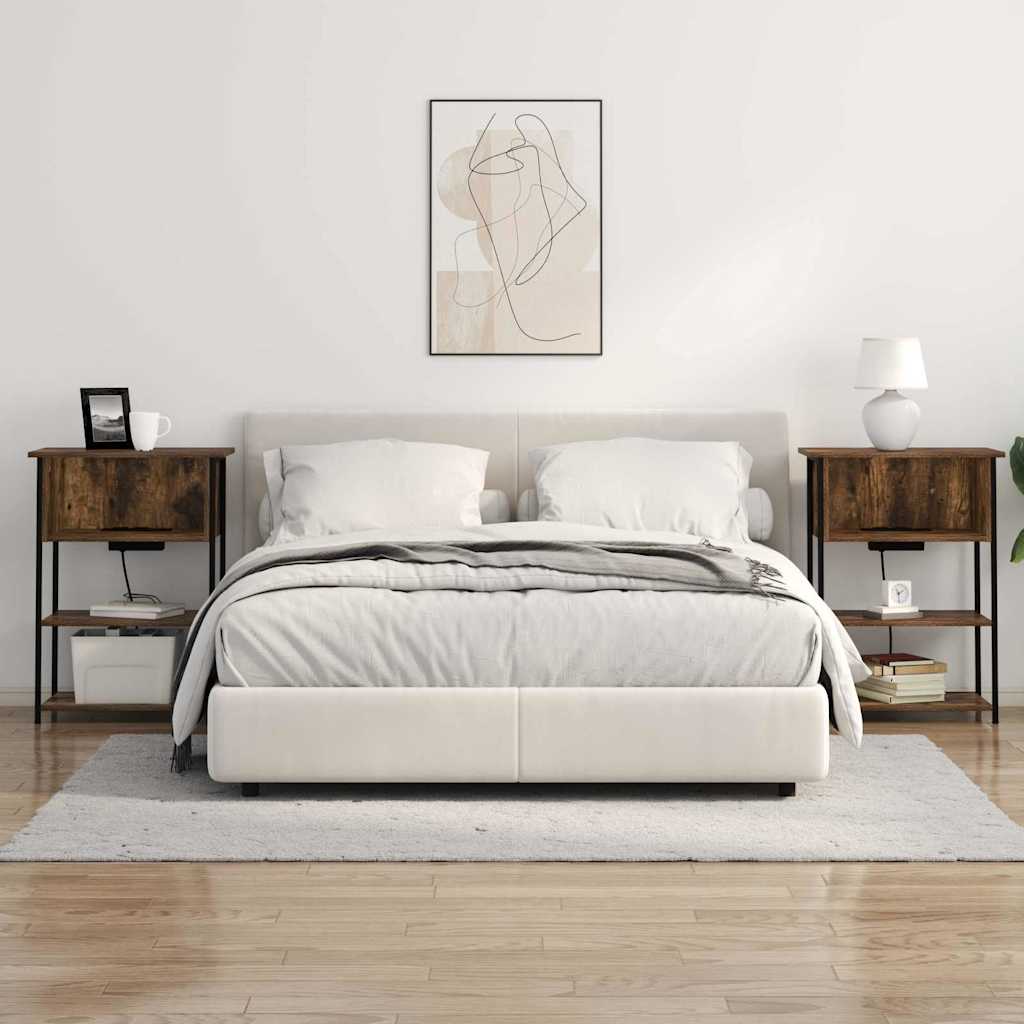 vidaXL Dulap de noapte Stejar afumat 55 x 31 x 76 cm Lemn compozit