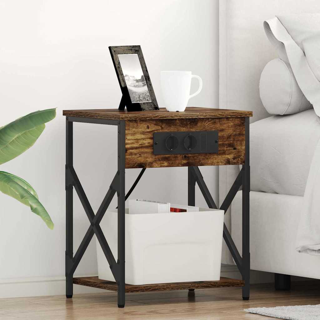 vidaXL Dulap de noapte Stejar afumat 41 x 31 x 51 cm Lemn compozit vidaXL Dulap de noapte Stejar afumat 41 x 31 x 51 cm Lemn compozit
