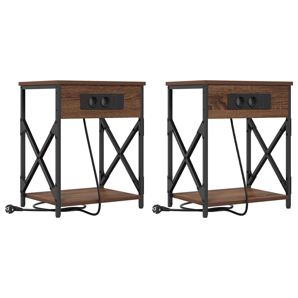 vidaXL Dulap de noapte 2 pcs Stejar brun 41 x 31 x 51 cm Lemn compozit vidaXL Dulap de noapte 2 pcs Stejar brun 41 x 31 x 51 cm Lemn compozit