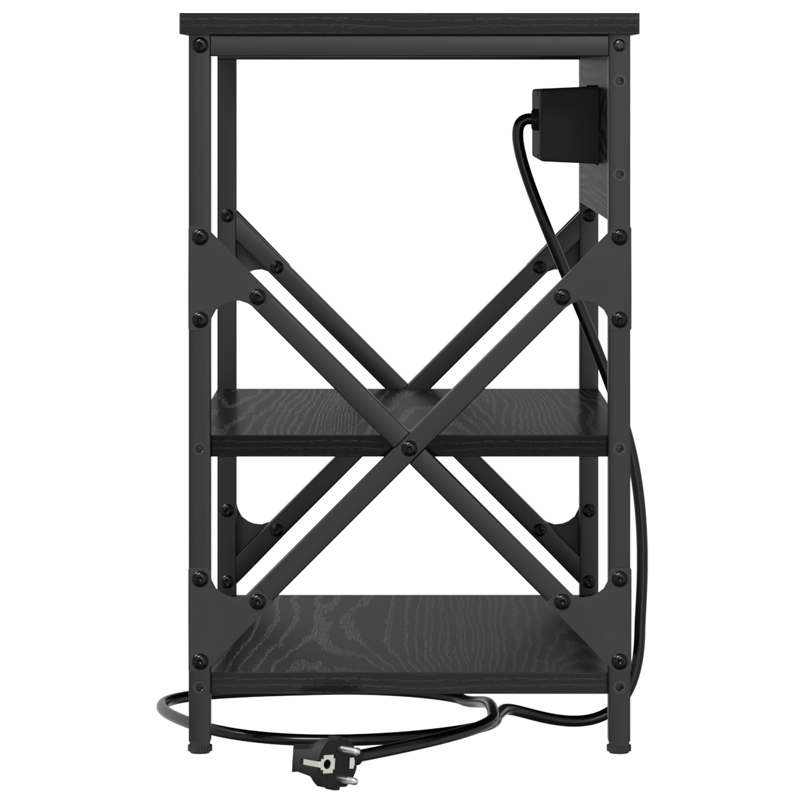 vidaXL Cabinet de noptiere cu stație de încărcare cu raft Stejar negru vidaXL Cabinet de noptiere cu stație de încărcare cu raft Stejar negru
