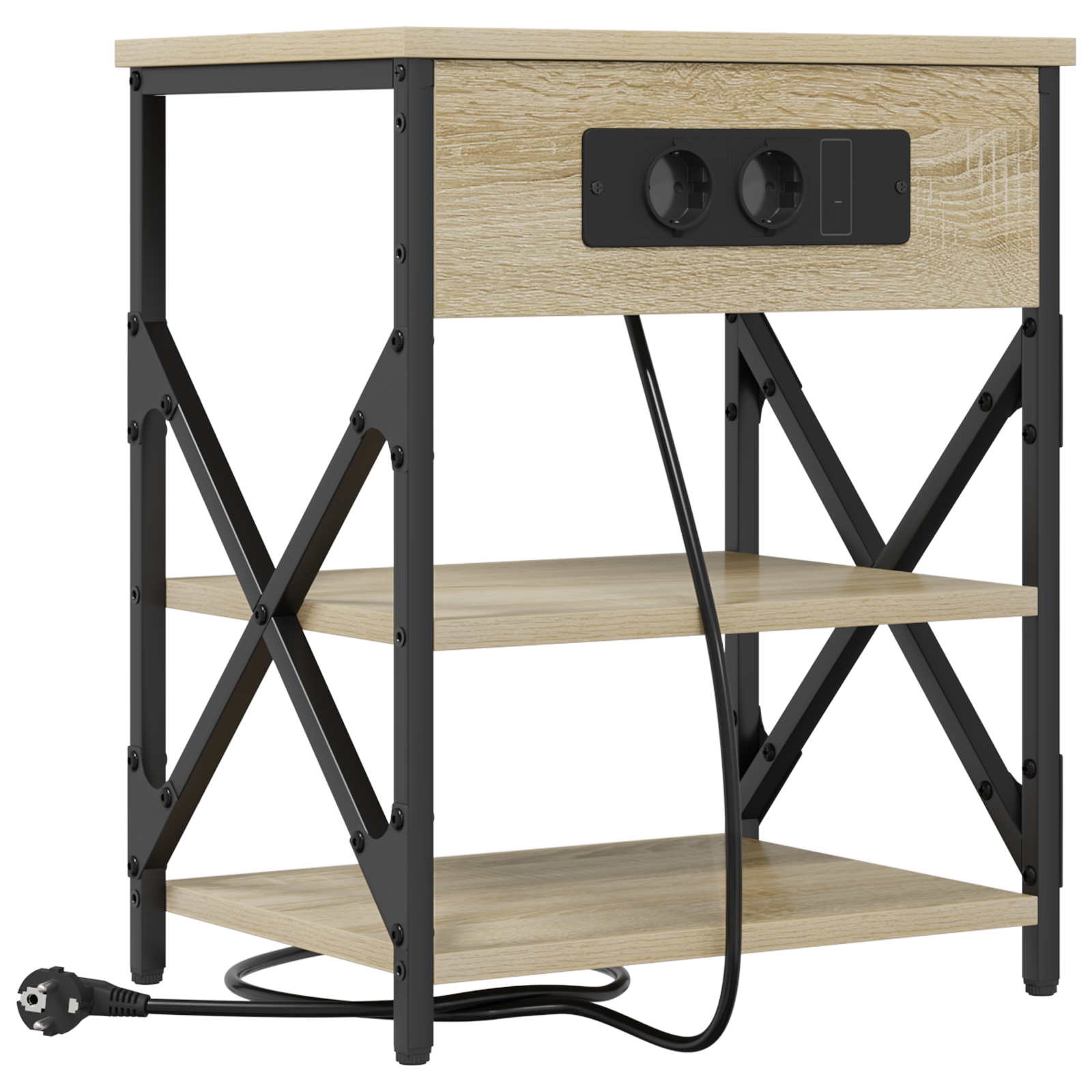 vidaXL Cabinet de noptiere cu stație de încărcare 2 pcs Stejar sonoma vidaXL Cabinet de noptiere cu stație de încărcare 2 pcs Stejar sonoma