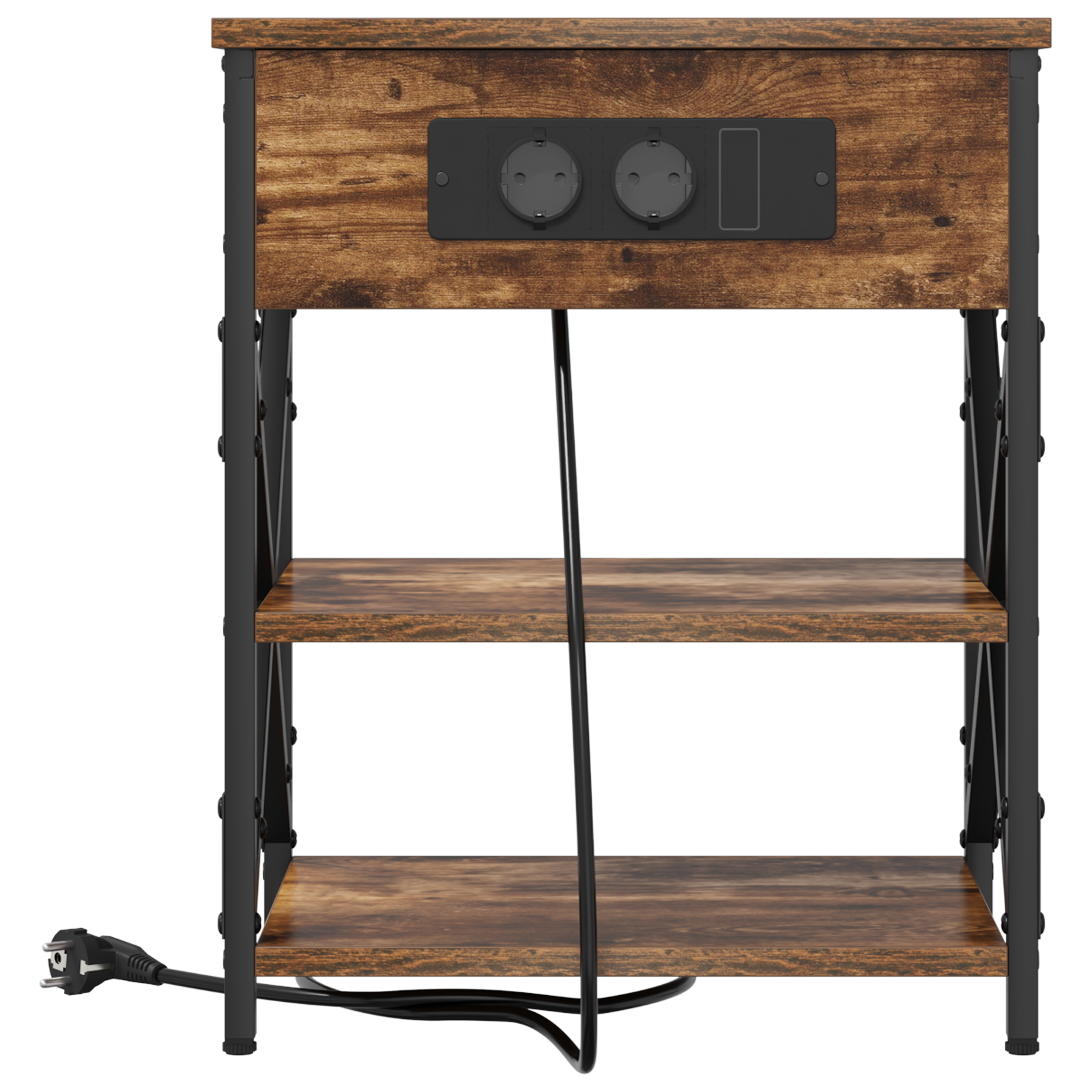 vidaXL Cabinet de noptiere cu stație de încărcare 2 pcs Stejar afumat vidaXL Cabinet de noptiere cu stație de încărcare 2 pcs Stejar afumat