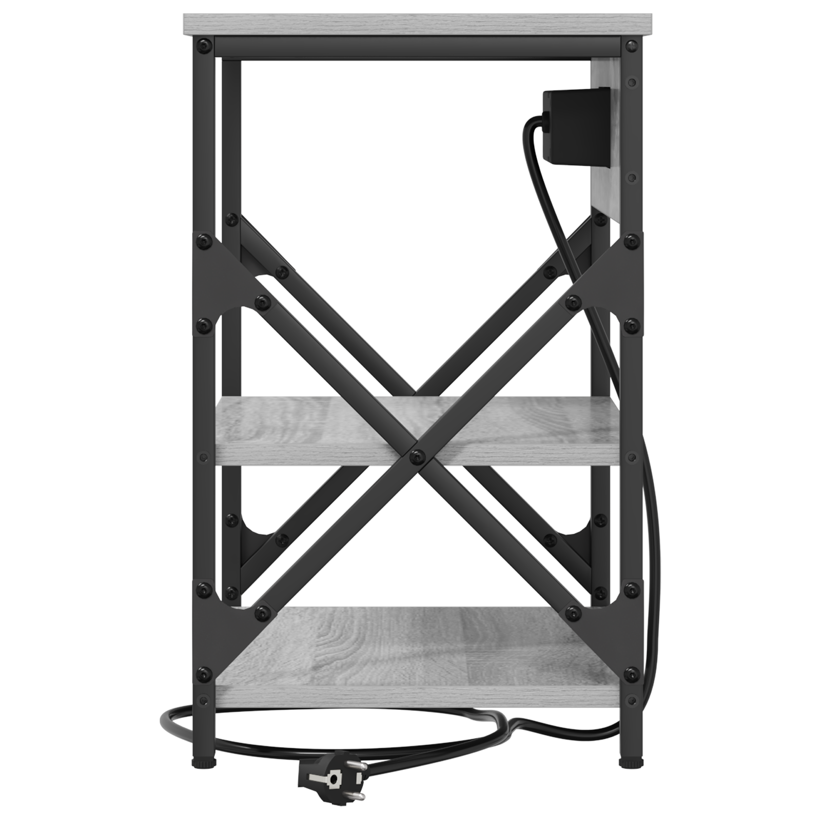 vidaXL Cabinet de noptiere cu stație de încărcare 2 pcs sonoma gri vidaXL Cabinet de noptiere cu stație de încărcare 2 pcs sonoma gri
