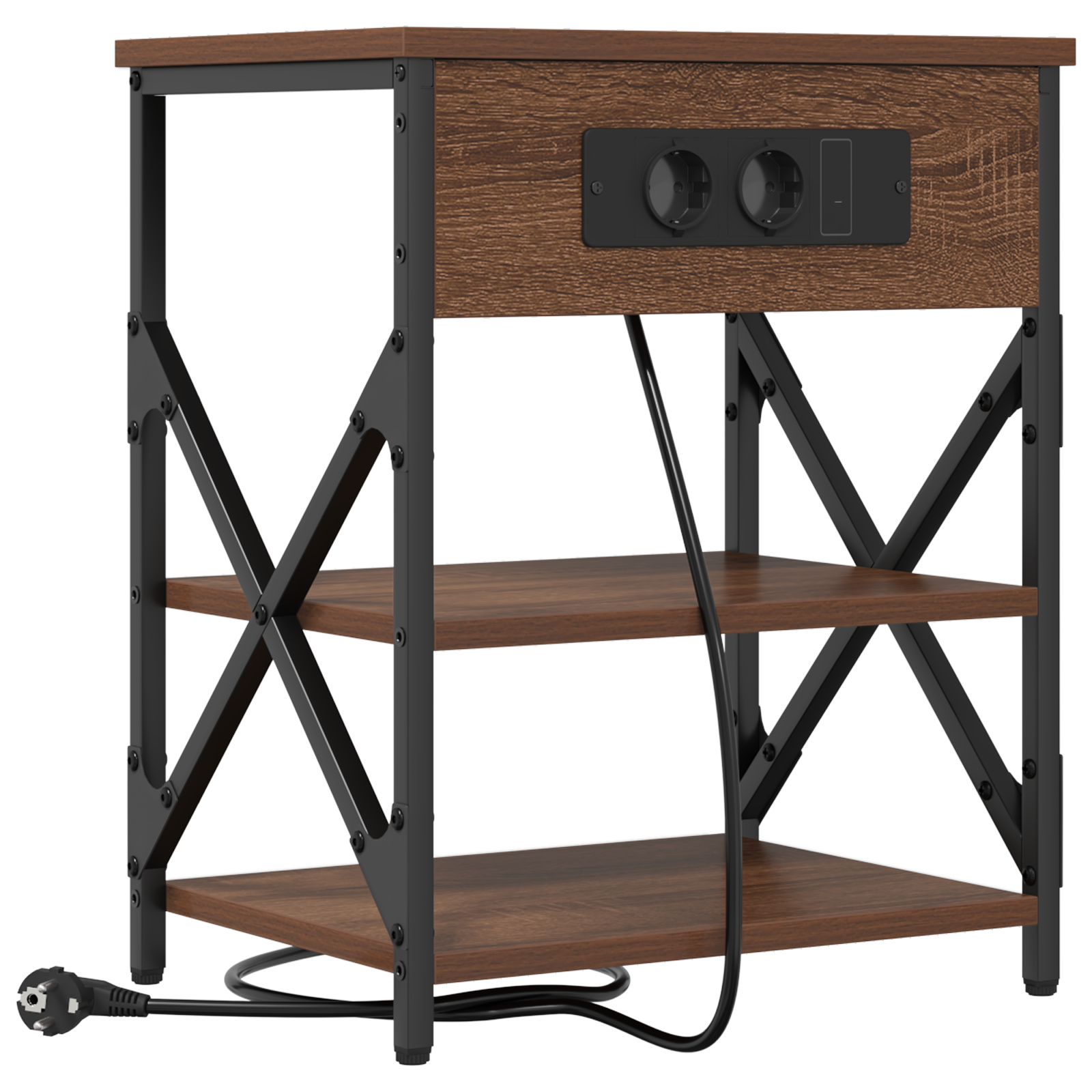 vidaXL Cabinet de noptiere cu stație de încărcare 2 pcs Stejar brun vidaXL Cabinet de noptiere cu stație de încărcare 2 pcs Stejar brun