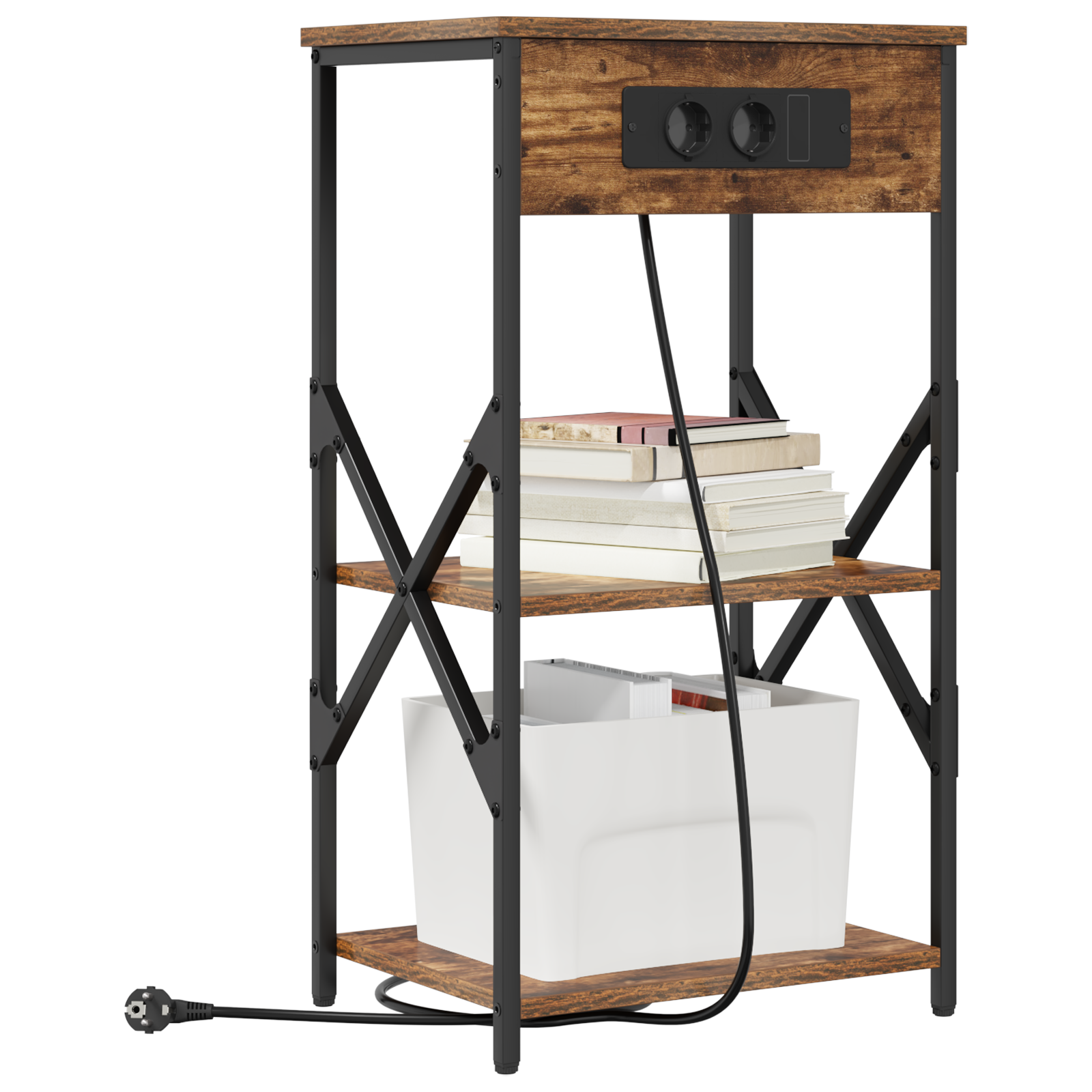 vidaXL Dulap de noapte Stejar afumat 41 x 31 x 76 cm Lemn compozit