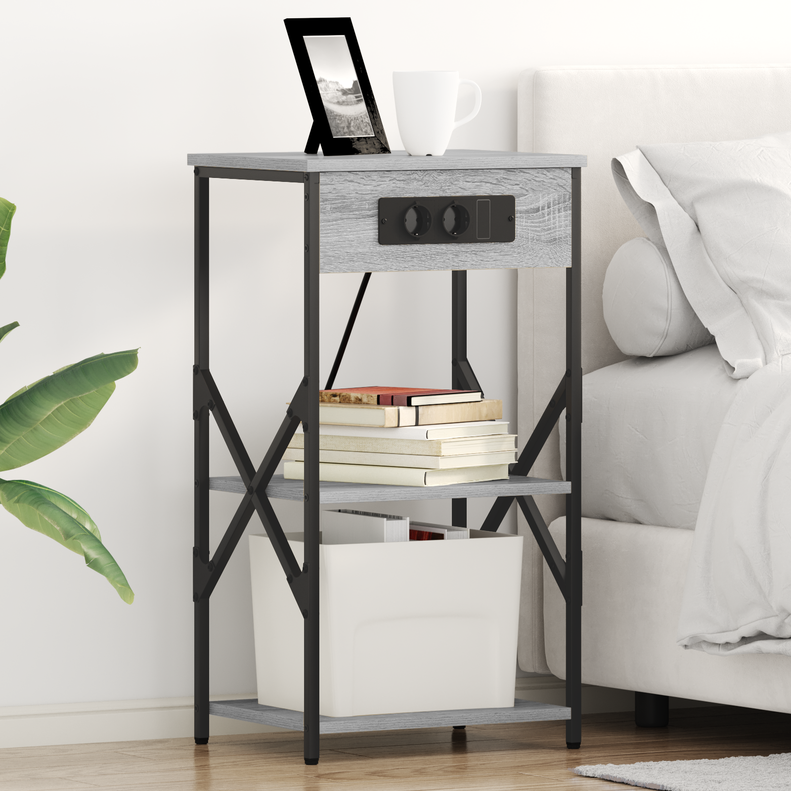 vidaXL Dulap de noapte sonoma gri 41 x 31 x 76 cm Lemn compozit vidaXL Dulap de noapte sonoma gri 41 x 31 x 76 cm Lemn compozit
