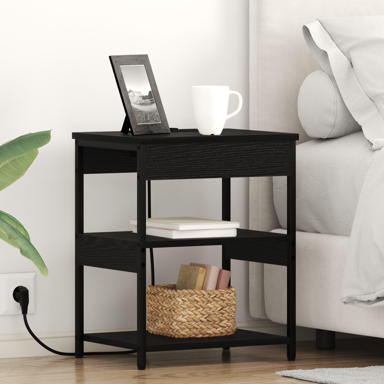 vidaXL Dulap de noapte Stejar negru 41 x 31 x 51 cm Lemn compozit vidaXL Dulap de noapte Stejar negru 41 x 31 x 51 cm Lemn compozit