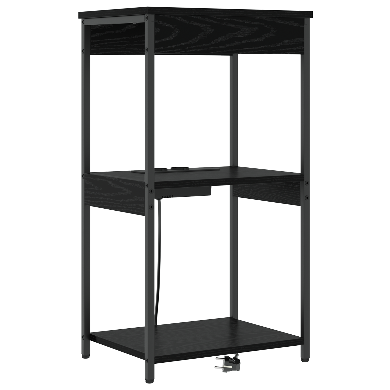 vidaXL Cabinet de noptiere cu stație de încărcare cu raft Stejar negru