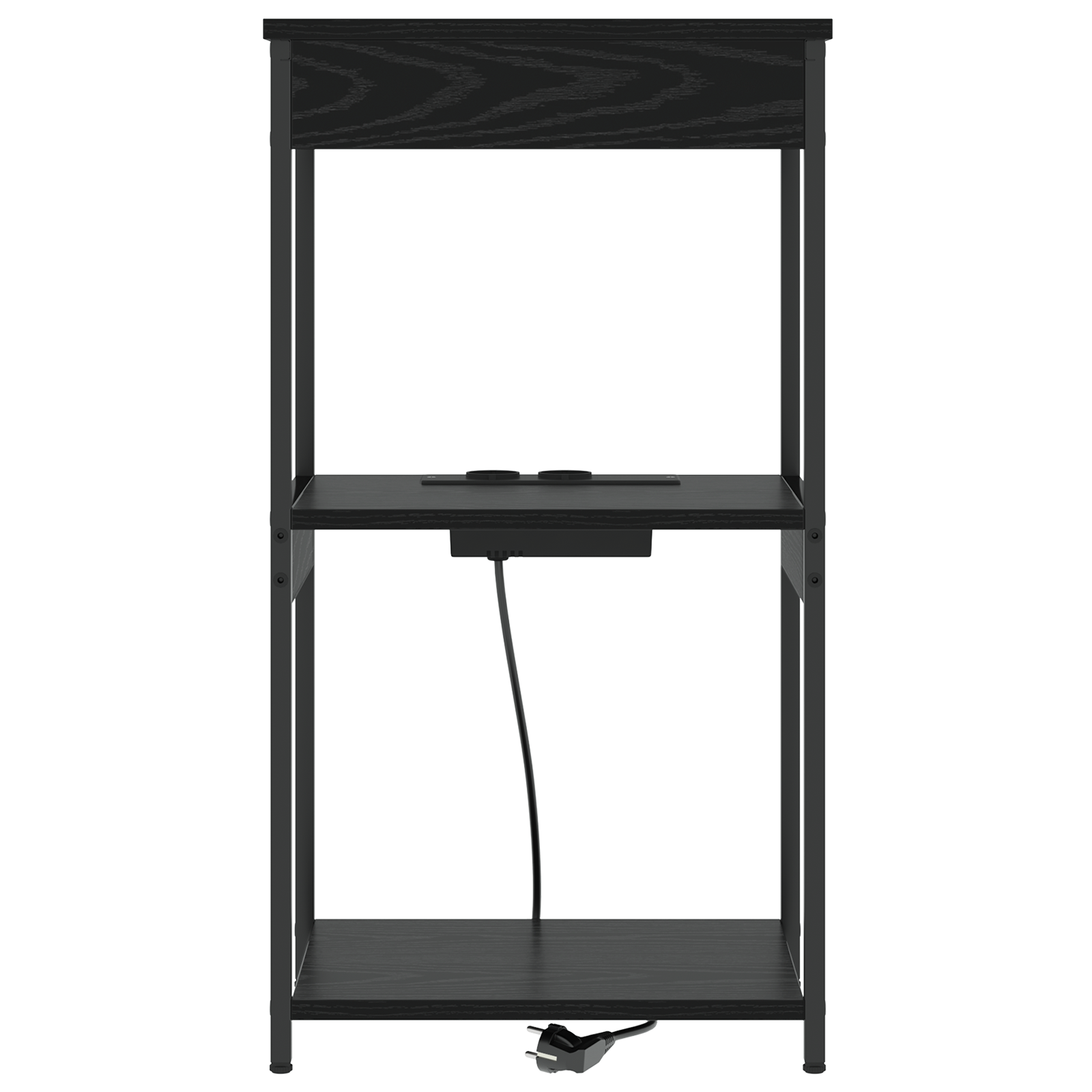 vidaXL Cabinet de noptiere cu stație de încărcare cu raft Stejar negru