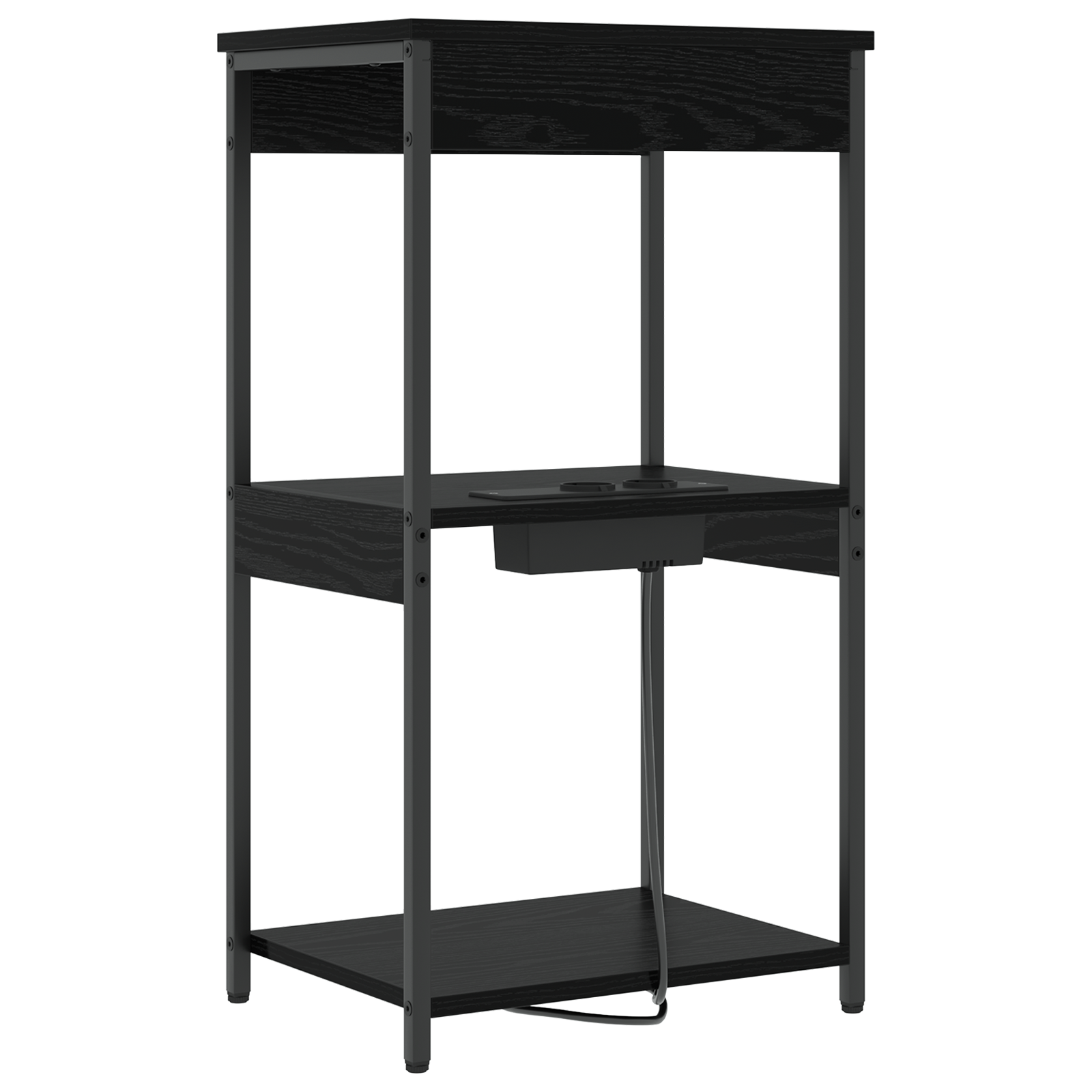 vidaXL Cabinet de noptiere cu stație de încărcare cu raft Stejar negru