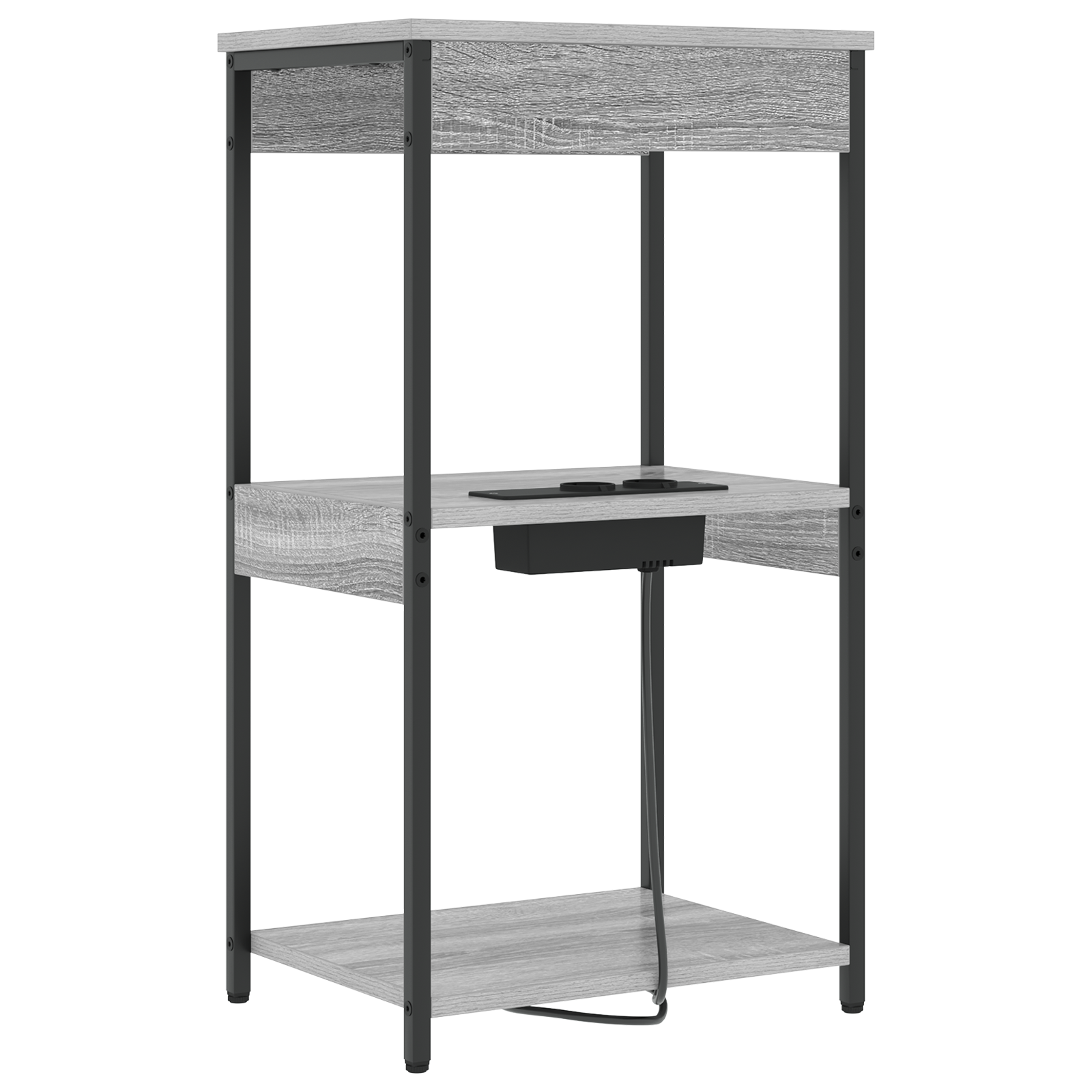 vidaXL Cabinet de noptiere cu stație de încărcare cu raft sonoma gri vidaXL Cabinet de noptiere cu stație de încărcare cu raft sonoma gri