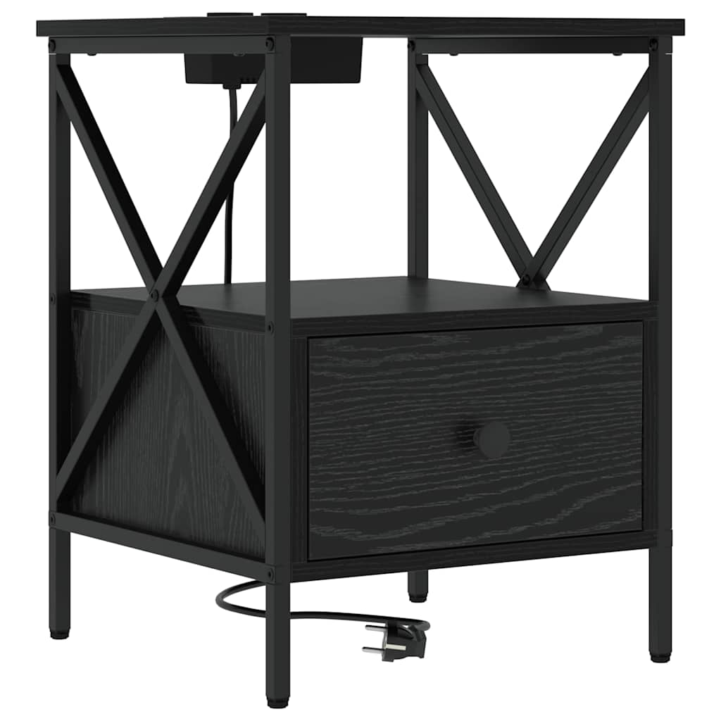 vidaXL Dulap de noapte Stejar negru 41.5 x 40.5 x 55 cm Lemn compozit