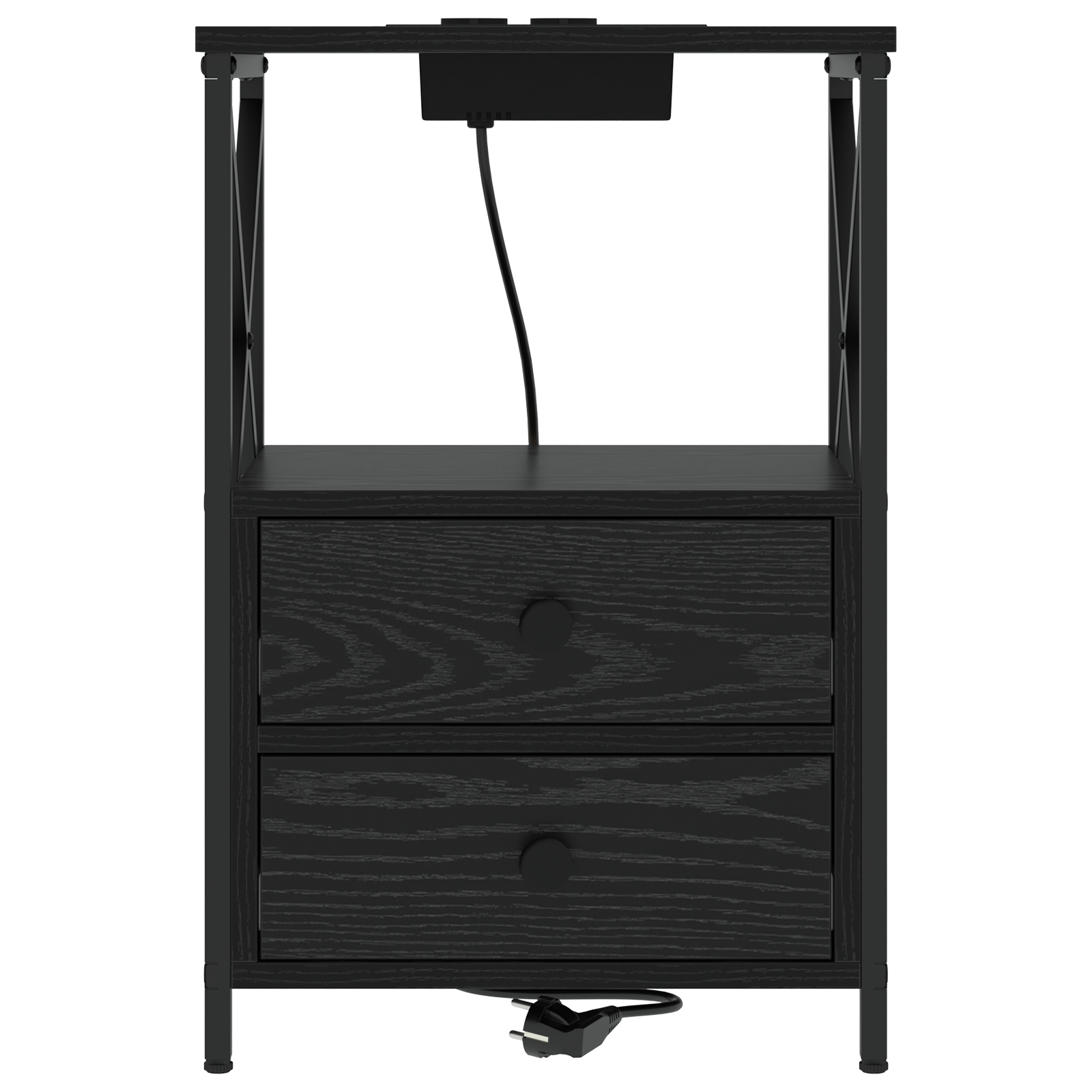 vidaXL Cabinet de noptiere cu stație de încărcare 2 pcs Stejar negru