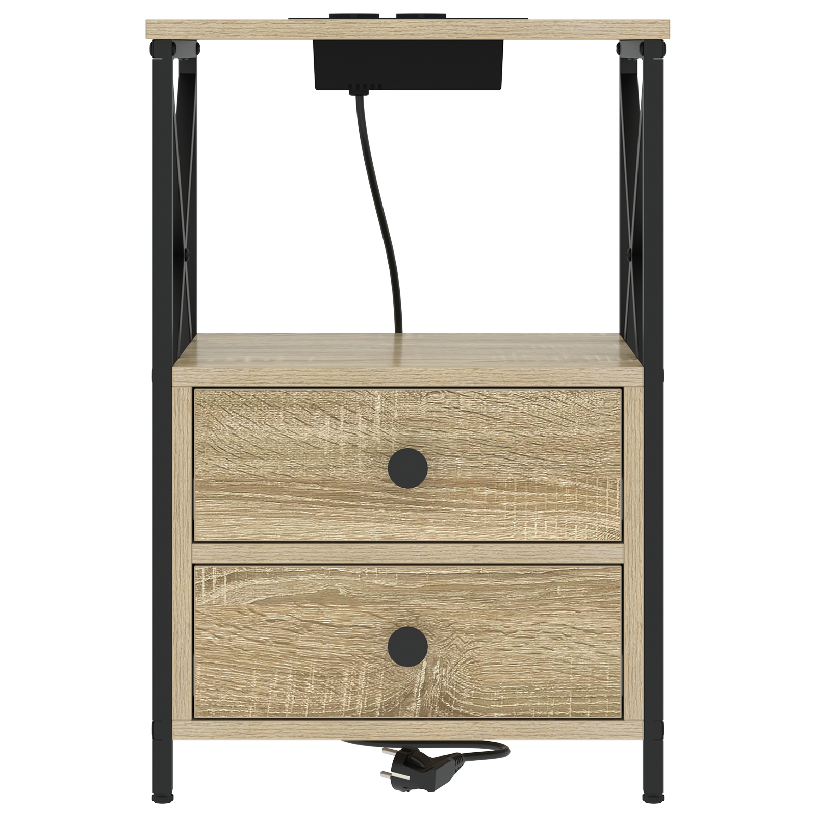 vidaXL Cabinet de noptiere cu stație de încărcare 2 pcs Stejar sonoma