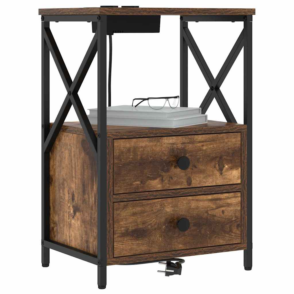 vidaXL Dulap de noapte Stejar fumuriu 40 x 31 x 60 cm Lemn compozit