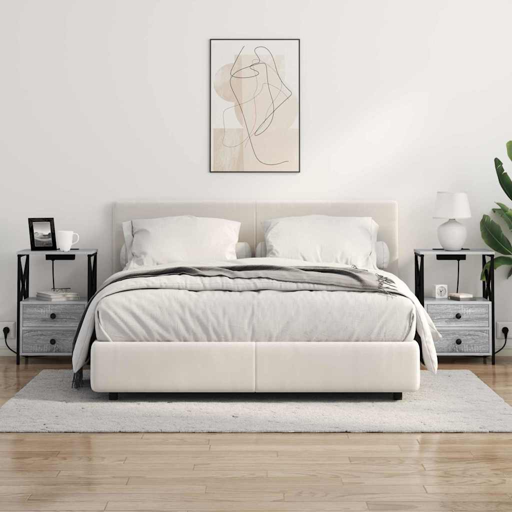 vidaXL Dulap de noapte 2 pcs Gri Sonoma 40 x 31 x 60 cm Lemn compozit