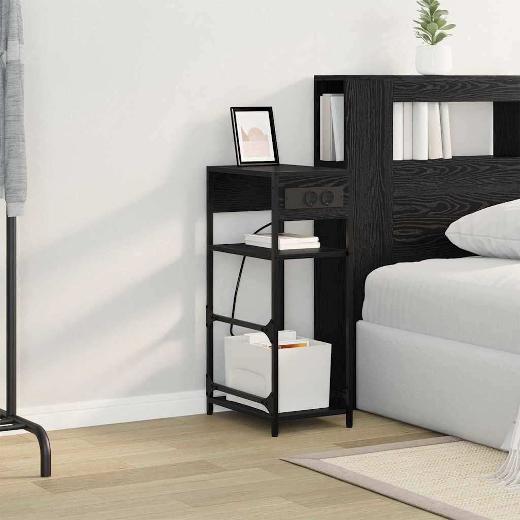 vidaXL Dulap de noapte Stejar negru 40 x 27 x 76 cm Lemn compozit vidaXL Dulap de noapte Stejar negru 40 x 27 x 76 cm Lemn compozit