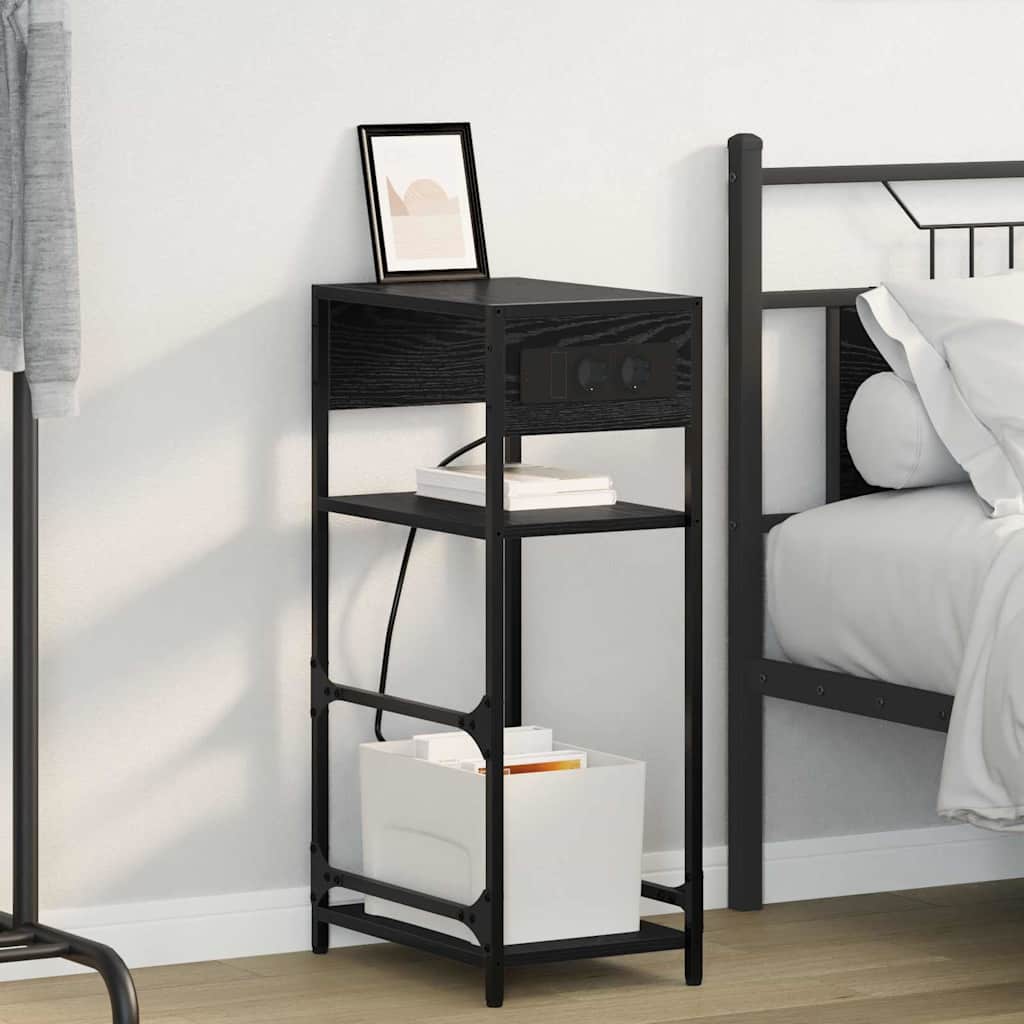vidaXL Dulap de noapte Stejar negru 40 x 27 x 76 cm Lemn compozit vidaXL Dulap de noapte Stejar negru 40 x 27 x 76 cm Lemn compozit