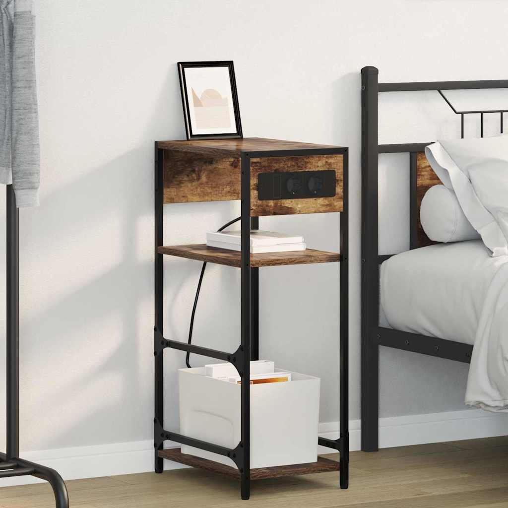vidaXL Dulap de noapte Stejar afumat 40 x 27 x 76 cm Lemn compozit vidaXL Dulap de noapte Stejar afumat 40 x 27 x 76 cm Lemn compozit
