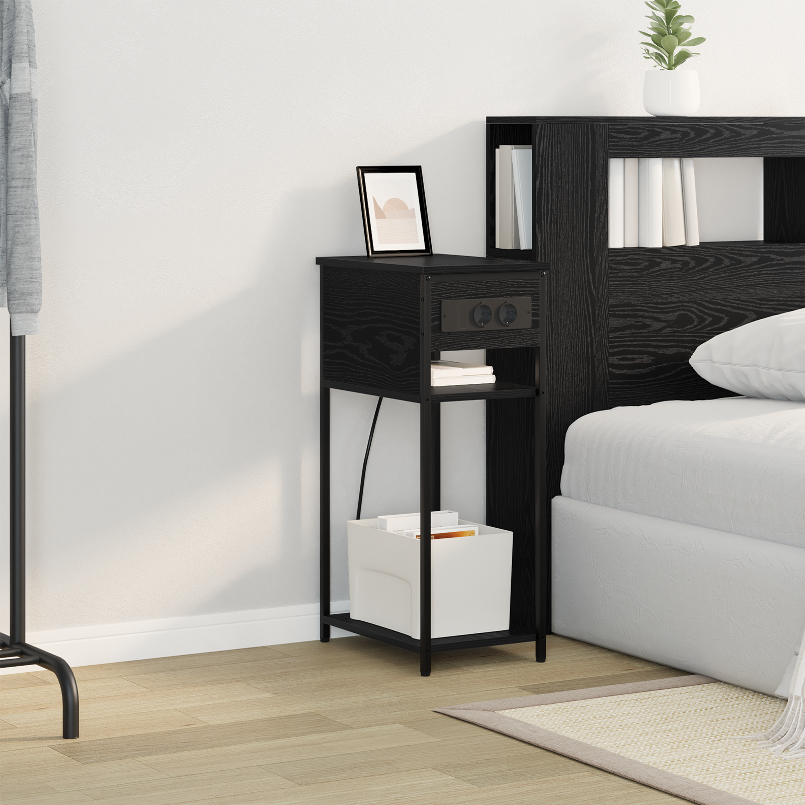 vidaXL Dulap de noapte Stejar negru 28.1 x 40.9 x 75 cm Lemn compozit vidaXL Dulap de noapte Stejar negru 28.1 x 40.9 x 75 cm Lemn compozit