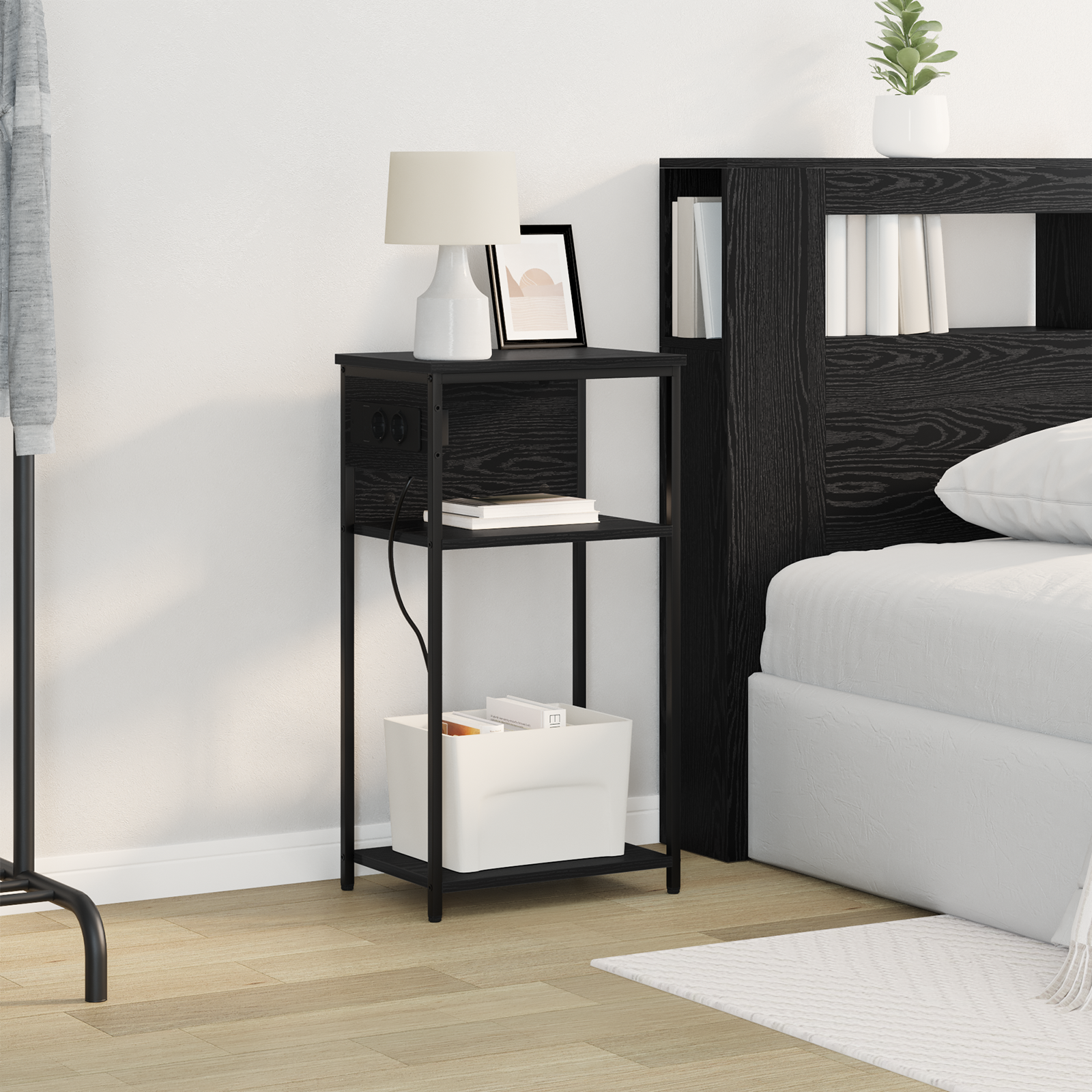vidaXL Dulap de noapte Stejar negru 28.1 x 40.9 x 75 cm Lemn compozit vidaXL Dulap de noapte Stejar negru 28.1 x 40.9 x 75 cm Lemn compozit