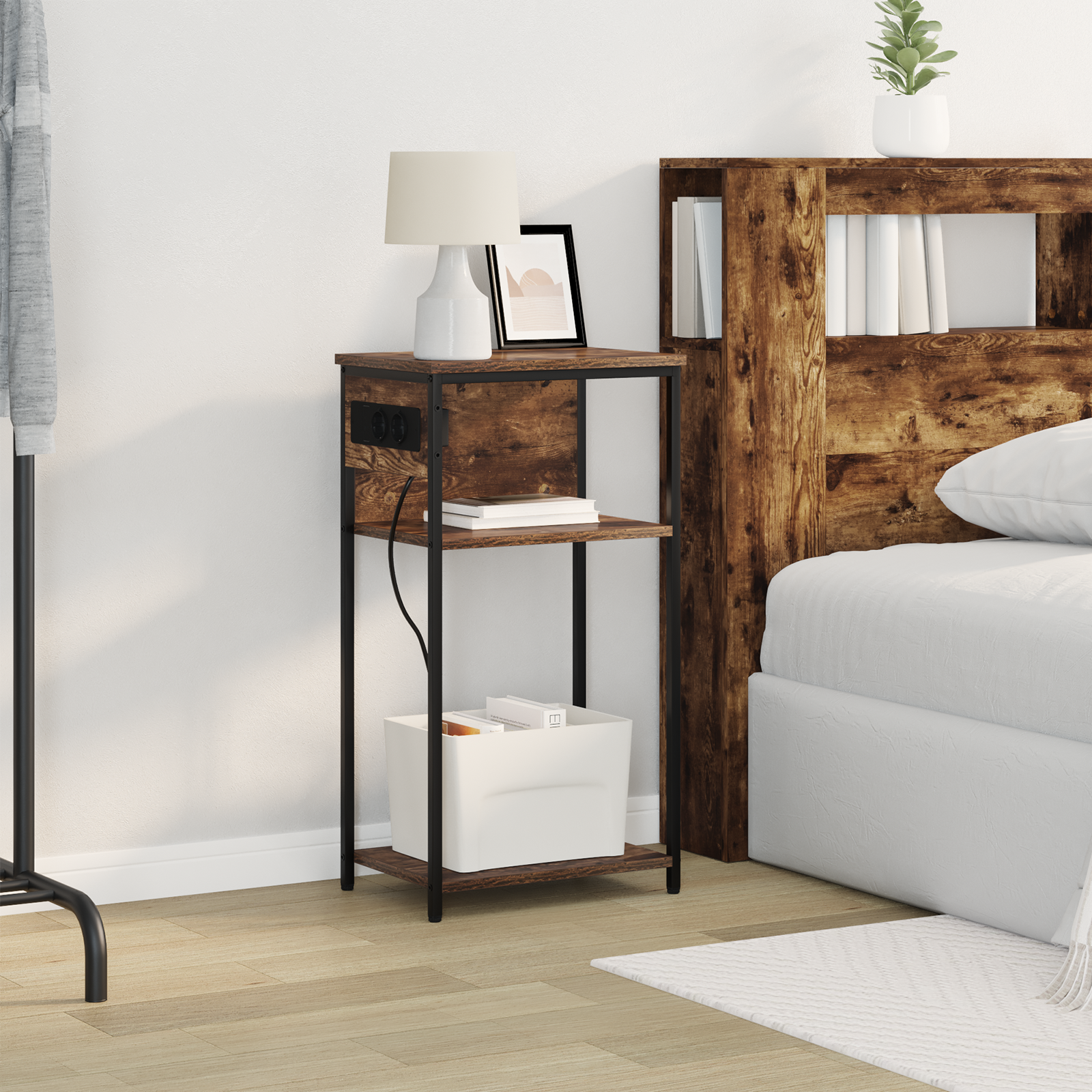 vidaXL Dulap de noapte Stejar afumat 28.1 x 40.9 x 75 cm Lemn compozit vidaXL Dulap de noapte Stejar afumat 28.1 x 40.9 x 75 cm Lemn compozit