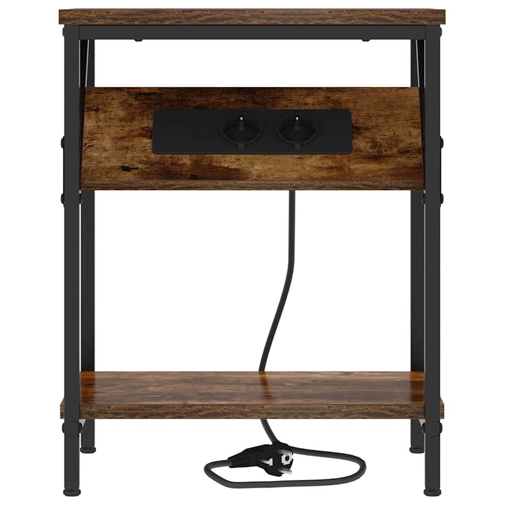 vidaXL Dulap de noapte Stejar afumat 38 x 30 x 48 cm Lemn compozit vidaXL Dulap de noapte Stejar afumat 38 x 30 x 48 cm Lemn compozit