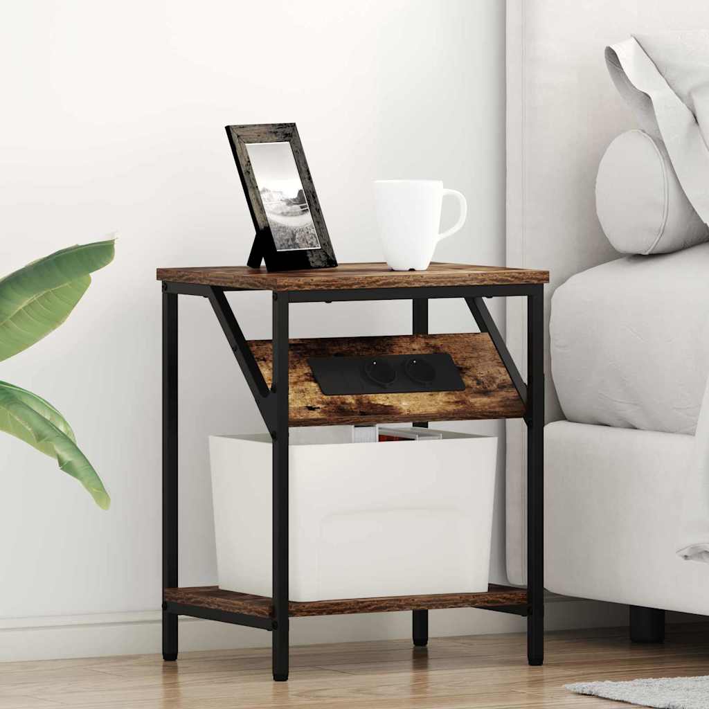 vidaXL Dulap de noapte Stejar afumat 38 x 30 x 48 cm Lemn compozit vidaXL Dulap de noapte Stejar afumat 38 x 30 x 48 cm Lemn compozit