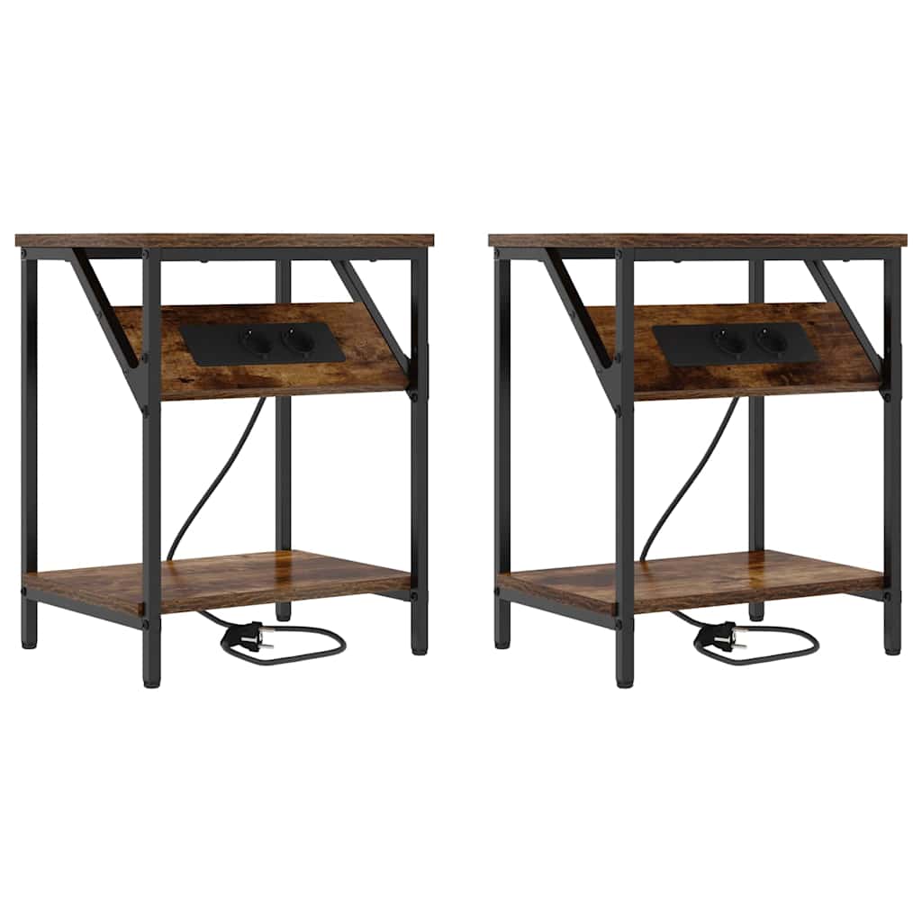 vidaXL Noptiere 2 pcs Stejar afumat 38 x 30 x 48 cm Lemn compozit