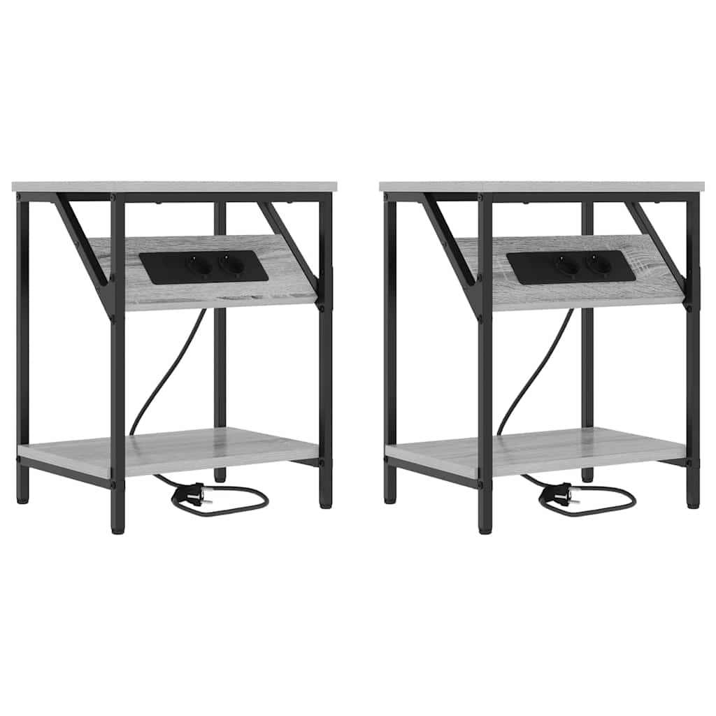 vidaXL Noptiere 2 pcs sonoma gri 38 x 30 x 48 cm Lemn compozit