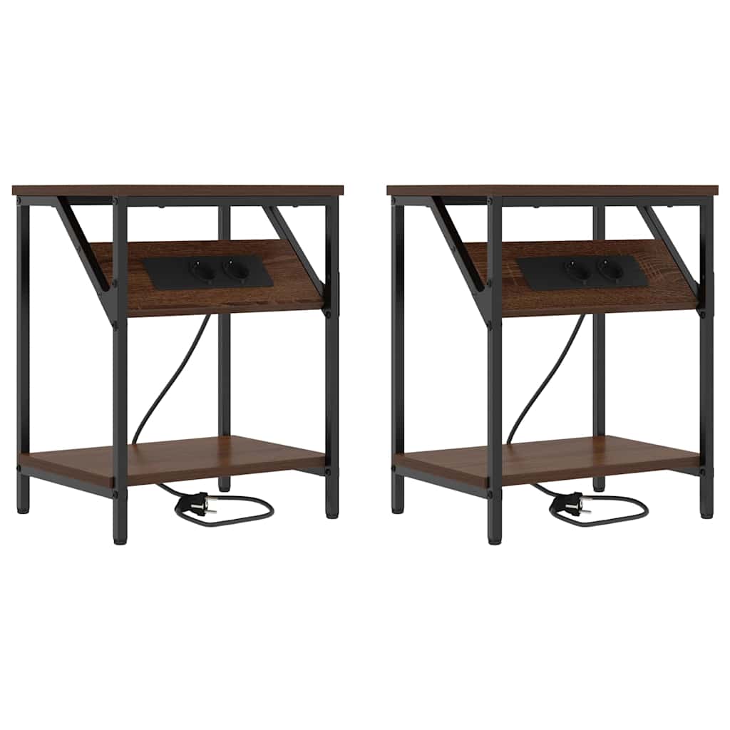 vidaXL Noptiere 2 pcs Stejar brun 38 x 30 x 48 cm Lemn compozit