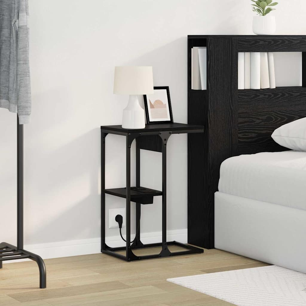 vidaXL Noptieră Stejar negru 41.5 x 26 x 60.5 cm Lemn compozit