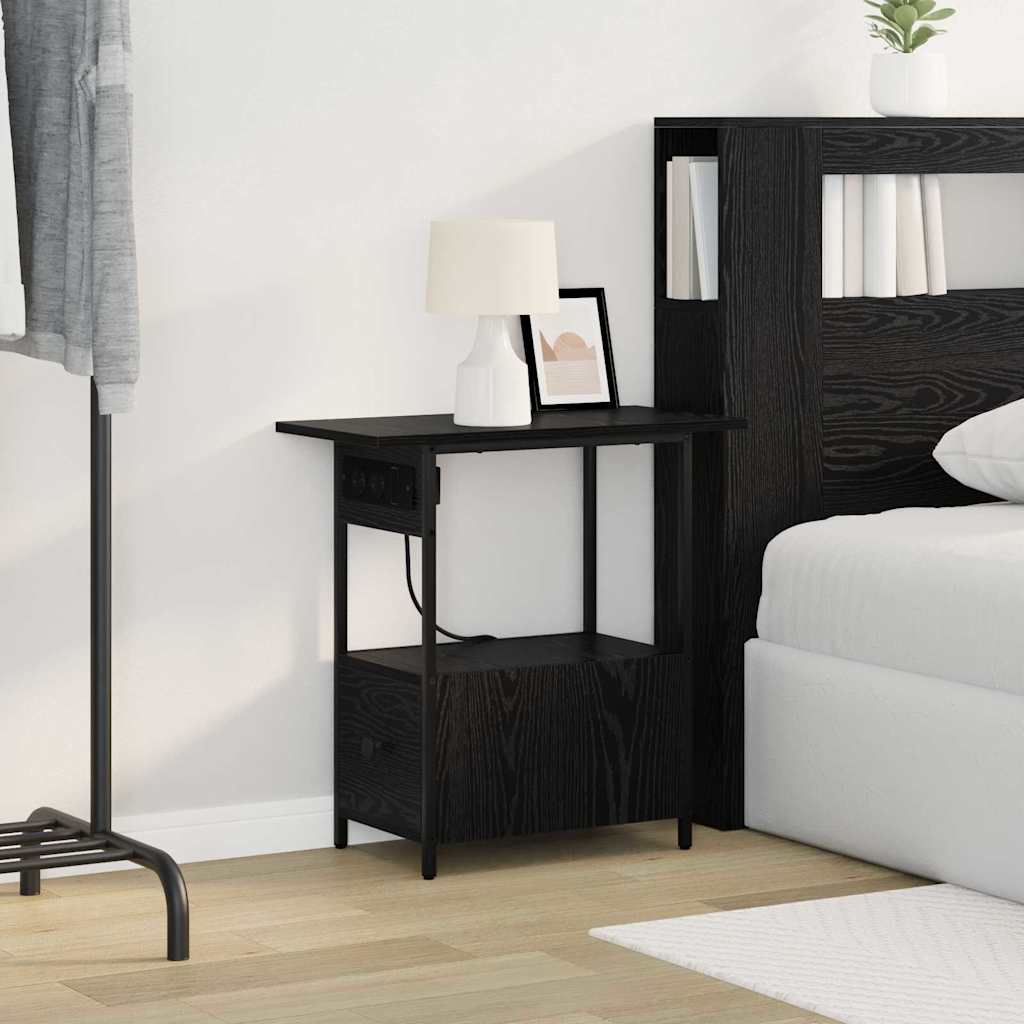 vidaXL Dulap de noapte Stejar negru 60 x 30 x 61 cm Lemn compozit vidaXL Dulap de noapte Stejar negru 60 x 30 x 61 cm Lemn compozit