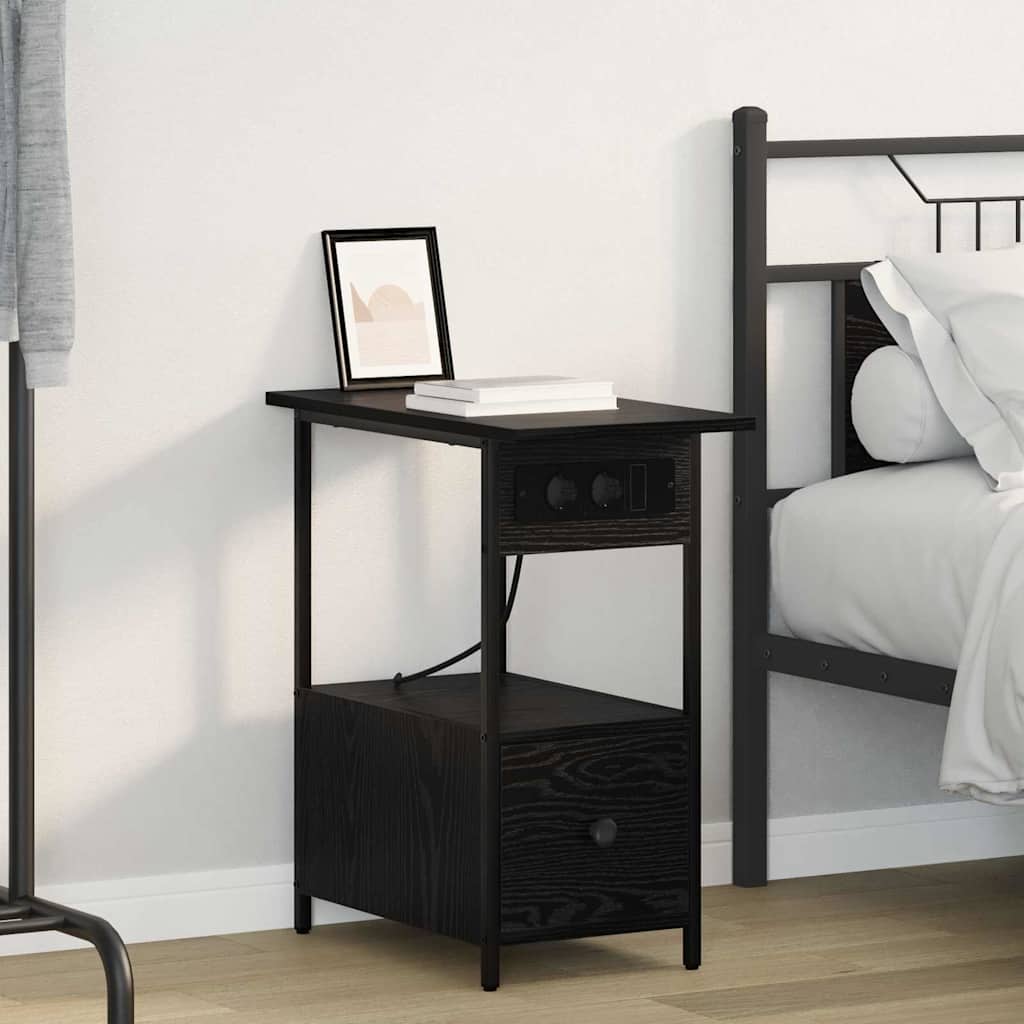 vidaXL Dulap de noapte Stejar negru 60 x 30 x 61 cm Lemn compozit vidaXL Dulap de noapte Stejar negru 60 x 30 x 61 cm Lemn compozit
