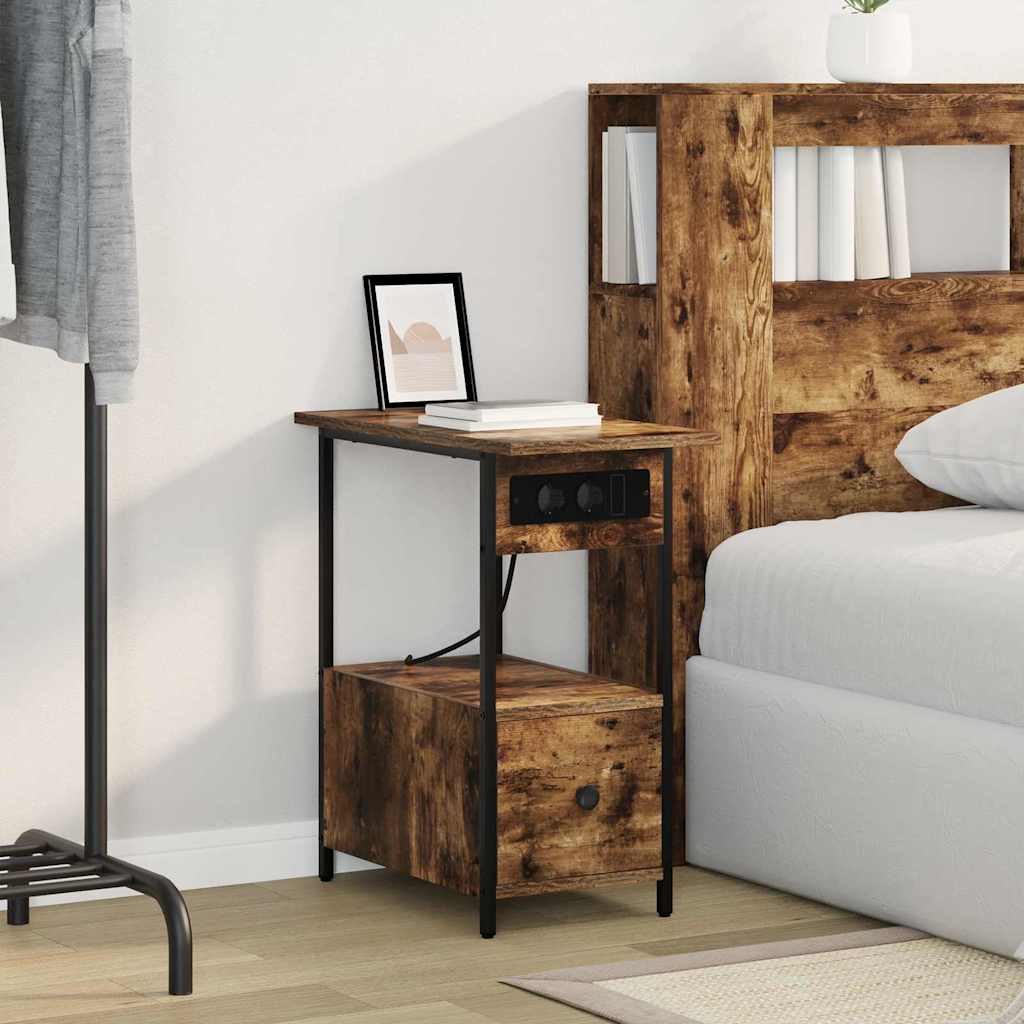 vidaXL Dulap de noapte Stejar afumat 60 x 30 x 61 cm Lemn compozit vidaXL Dulap de noapte Stejar afumat 60 x 30 x 61 cm Lemn compozit