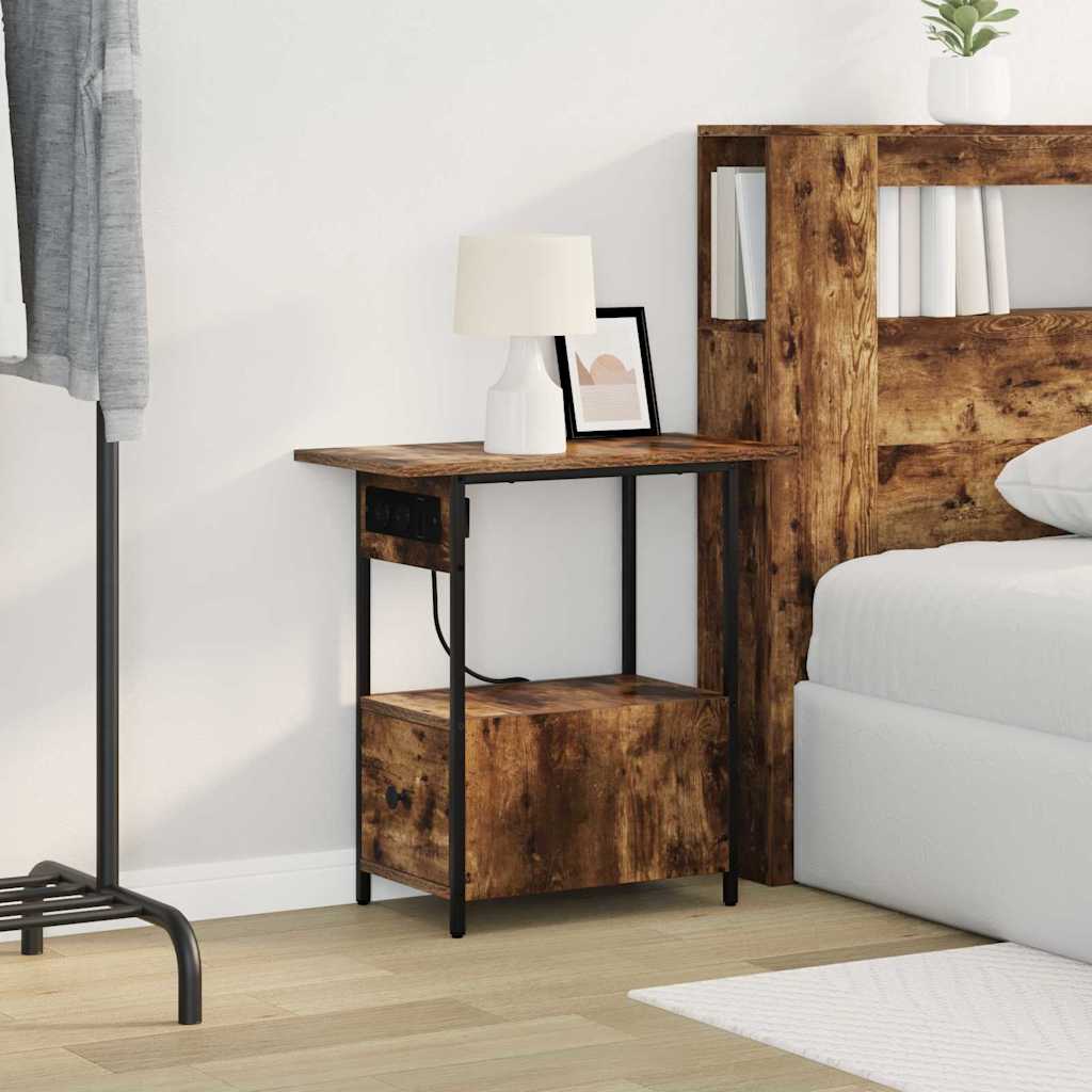 vidaXL Dulap de noapte Stejar afumat 60 x 30 x 61 cm Lemn compozit vidaXL Dulap de noapte Stejar afumat 60 x 30 x 61 cm Lemn compozit