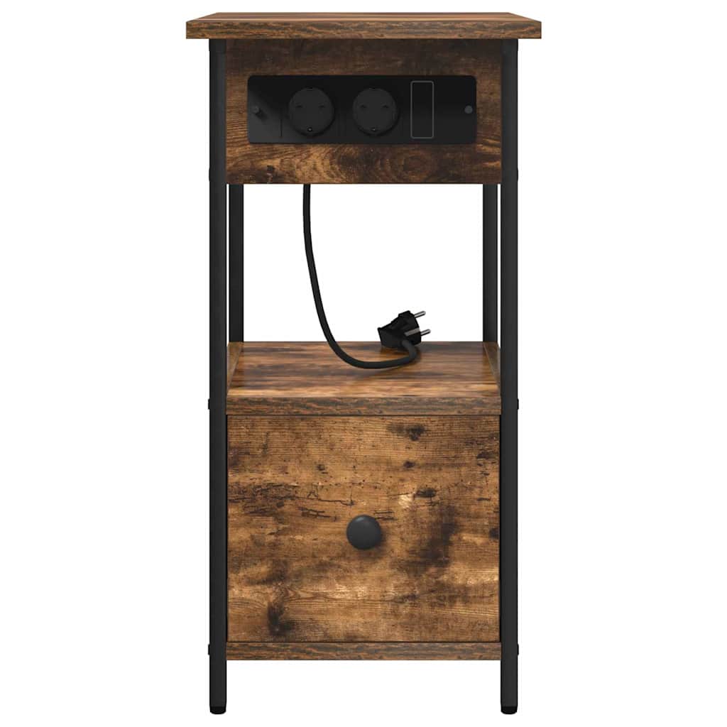 vidaXL Dulap de noapte Stejar afumat 60 x 30 x 61 cm Lemn compozit vidaXL Dulap de noapte Stejar afumat 60 x 30 x 61 cm Lemn compozit