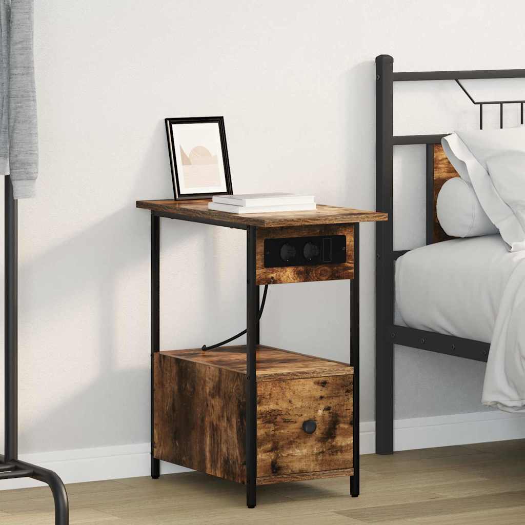 vidaXL Dulap de noapte Stejar afumat 60 x 30 x 61 cm Lemn compozit vidaXL Dulap de noapte Stejar afumat 60 x 30 x 61 cm Lemn compozit