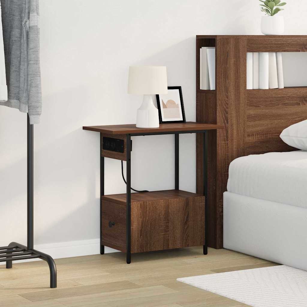 vidaXL Dulap de noapte Stejar brun 60 x 30 x 61 cm Lemn compozit vidaXL Dulap de noapte Stejar brun 60 x 30 x 61 cm Lemn compozit
