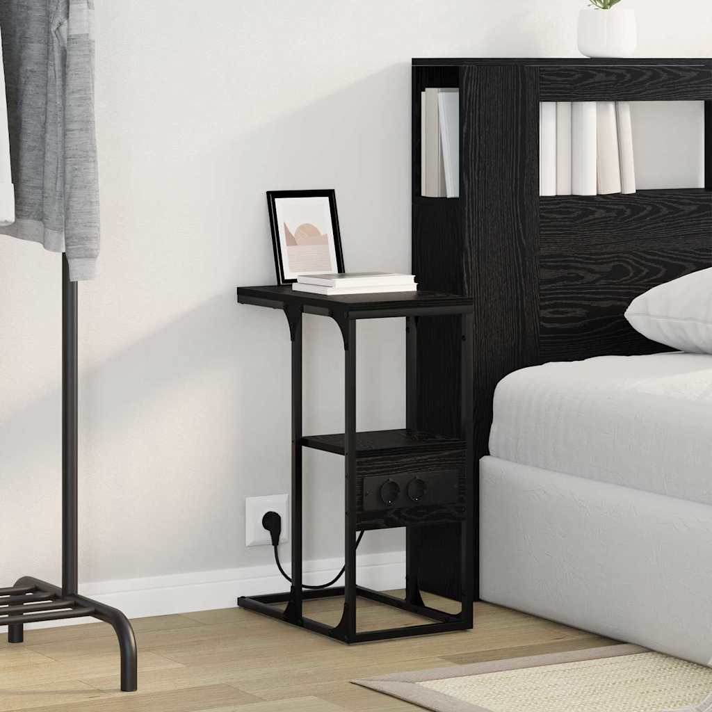 vidaXL Noptieră Stejar negru 41.5 x 26 x 60.5 cm Lemn compozit vidaXL Noptieră Stejar negru 41.5 x 26 x 60.5 cm Lemn compozit