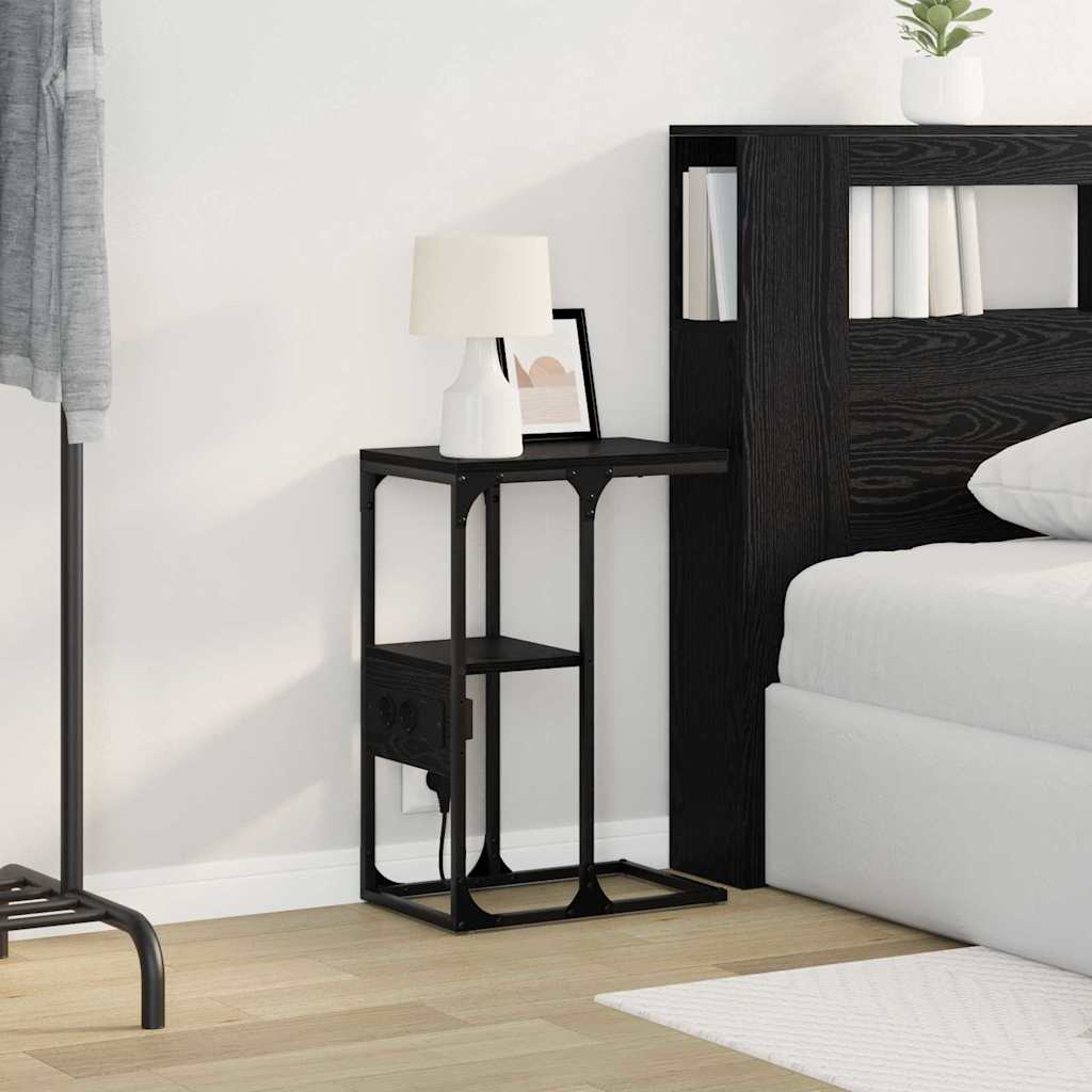 vidaXL Noptieră Stejar negru 41.5 x 26 x 60.5 cm Lemn compozit vidaXL Noptieră Stejar negru 41.5 x 26 x 60.5 cm Lemn compozit